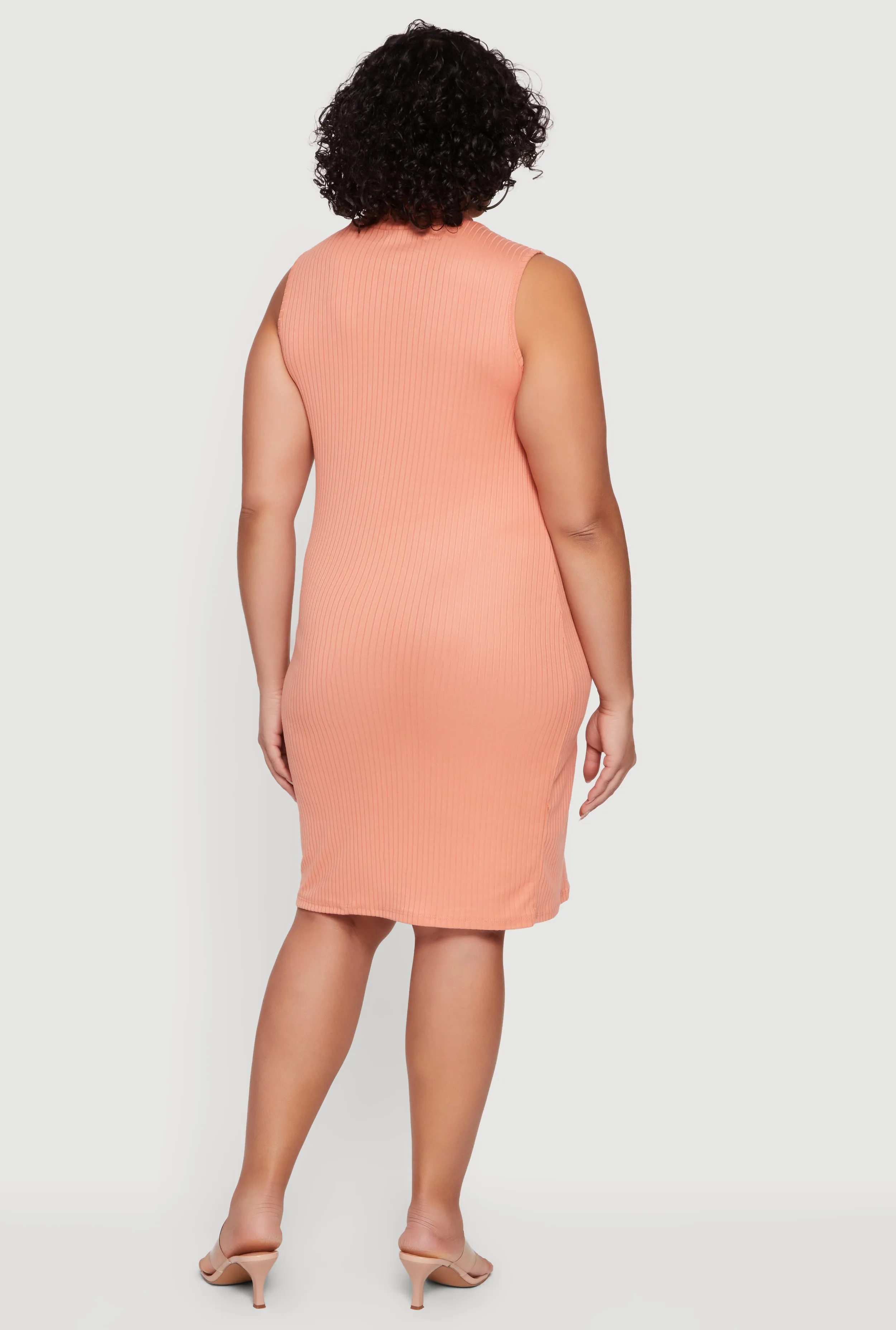 Plus Size Rib Knit Sleeveless Mock Neck Mini Dress sold by Rainbow product image thumbnail 3