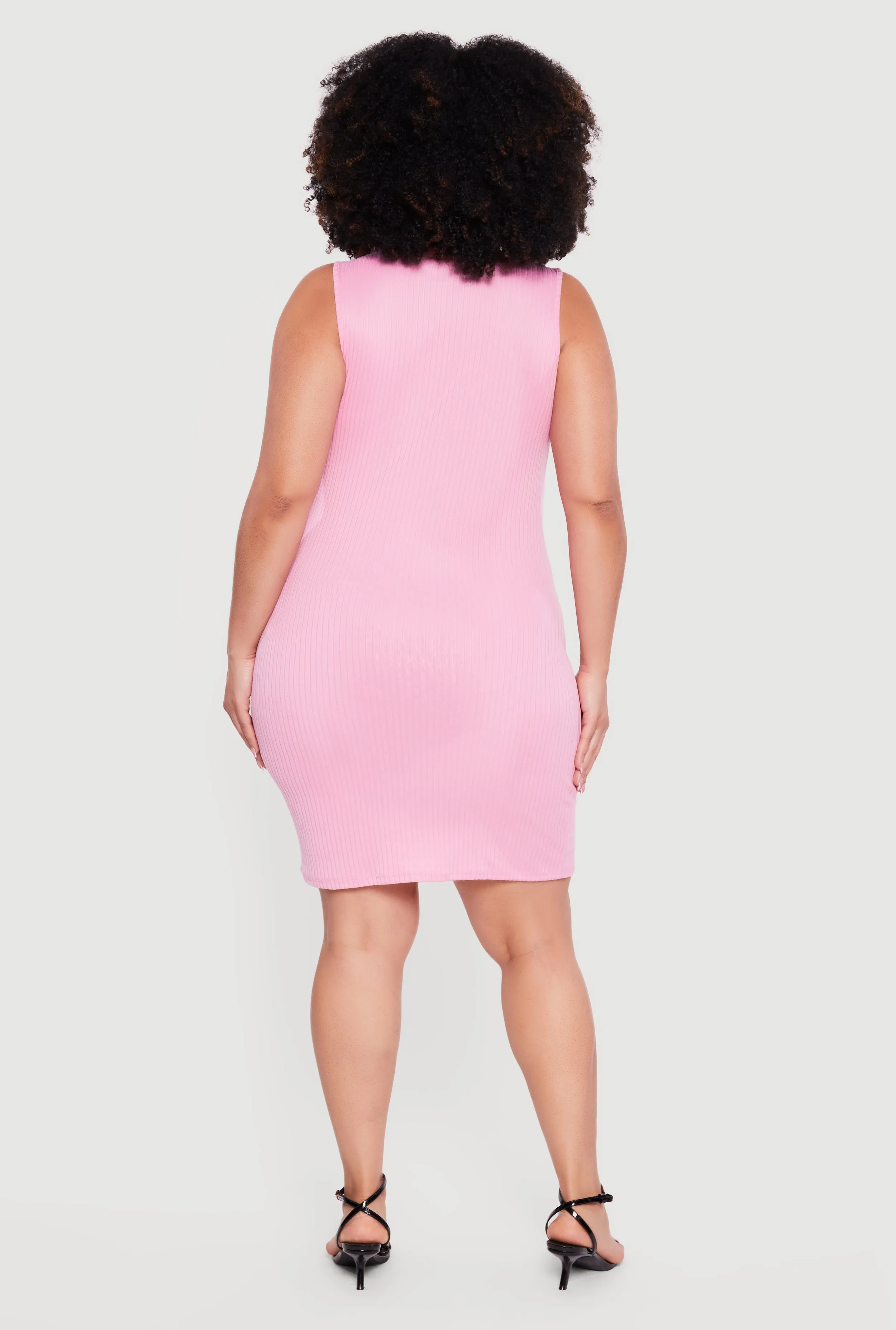 Plus Size Rib Knit Sleeveless Mock Neck Mini Dress sold by Rainbow product image thumbnail 3