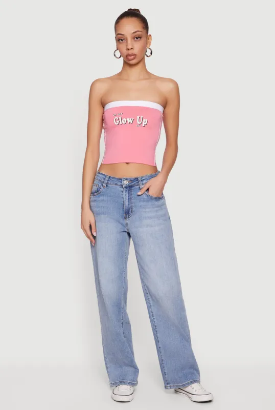 Glow Up Graphic Seamless Cropped Tube Top sold by Rainbow