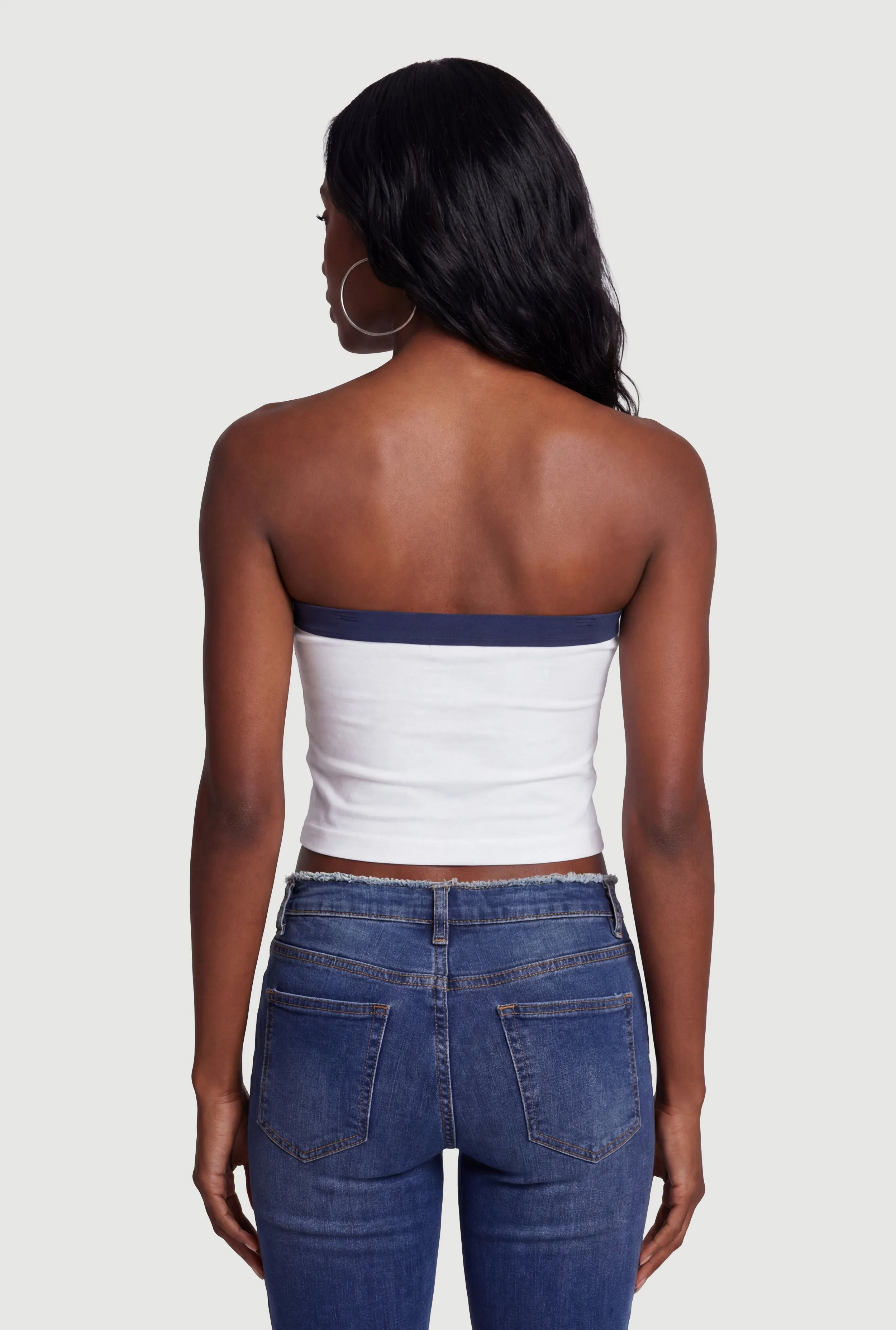 Glow Up Graphic Seamless Cropped Tube Top sold by Rainbow product image thumbnail 5