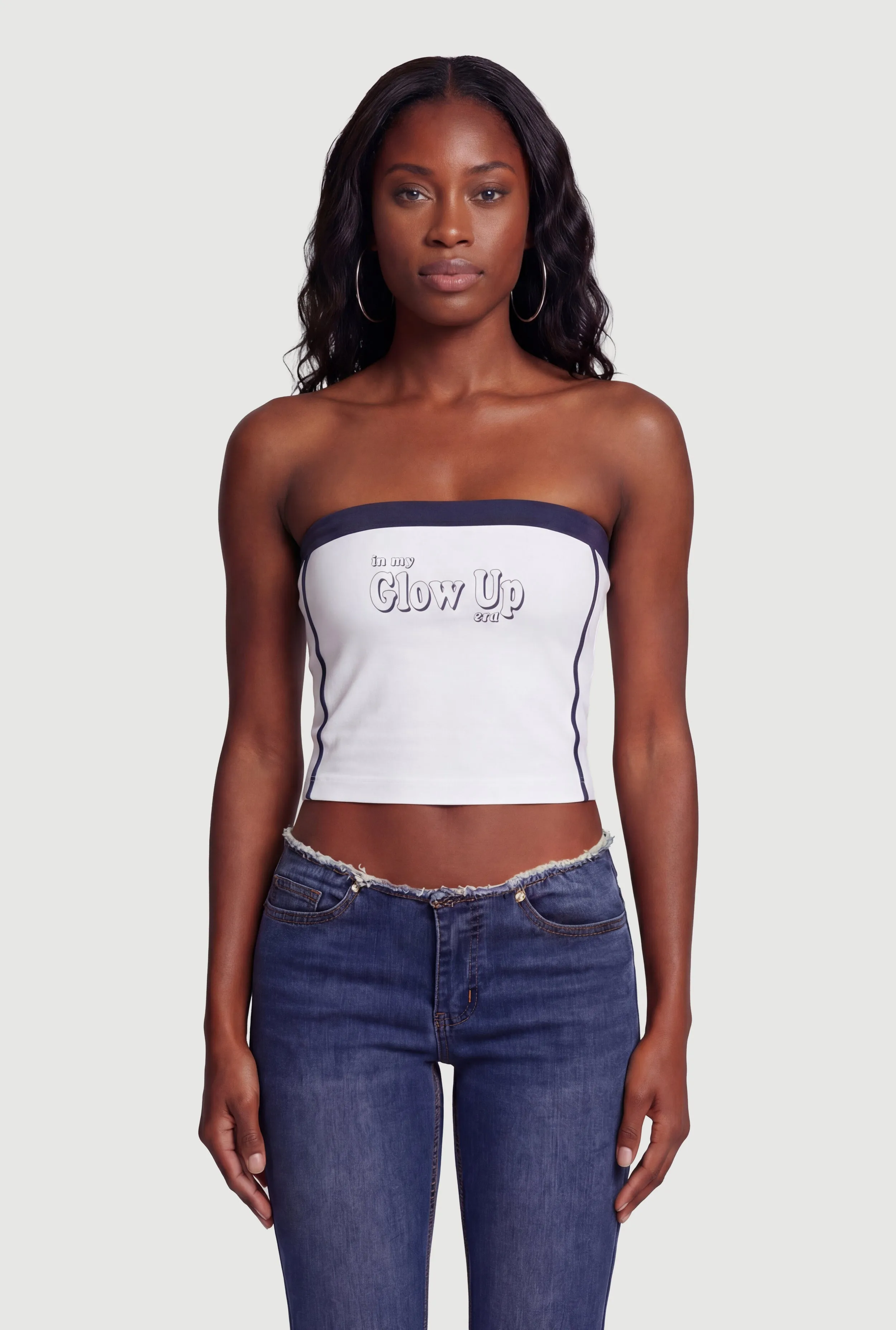 Glow Up Graphic Seamless Cropped Tube Top sold by Rainbow product image thumbnail 2