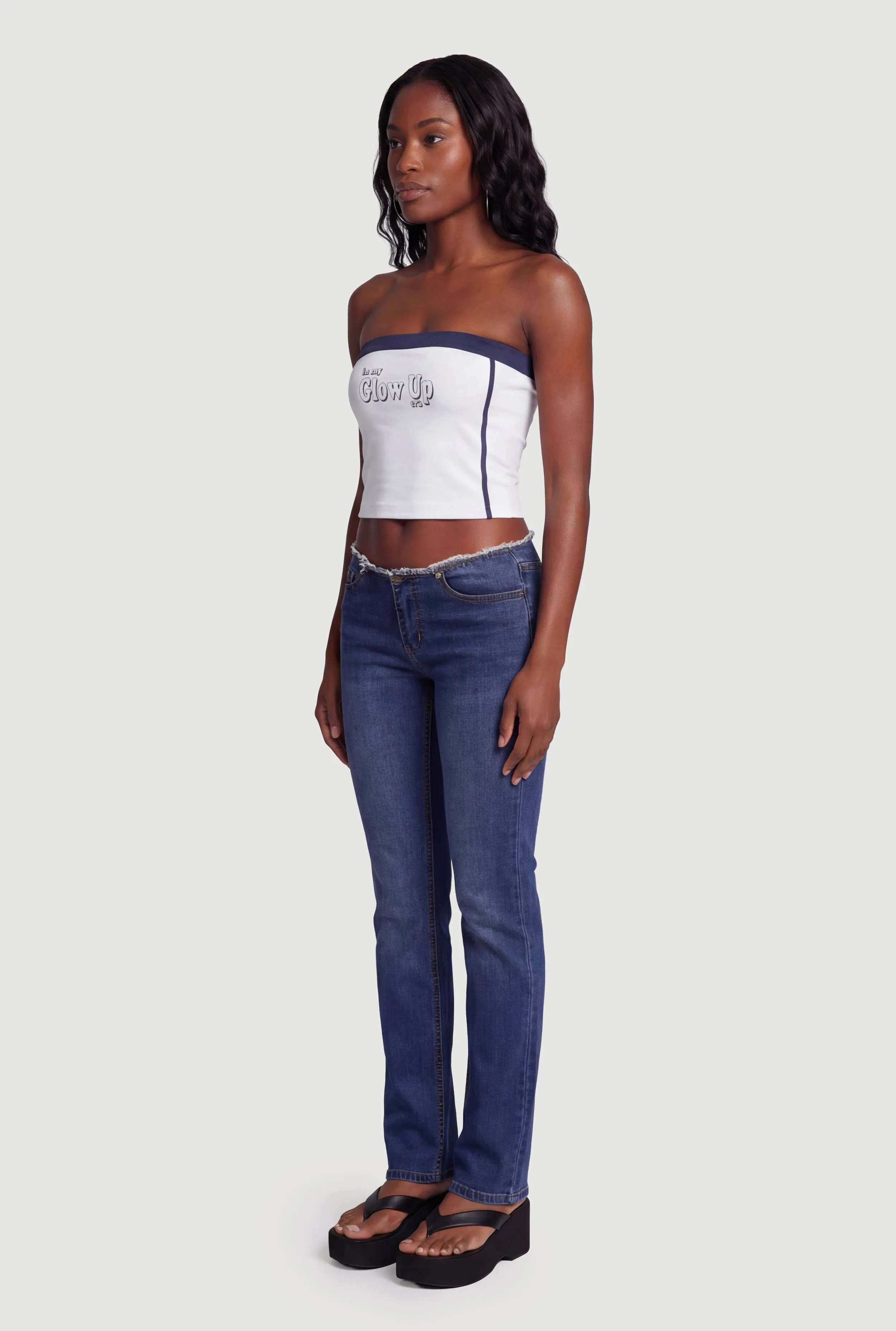 Glow Up Graphic Seamless Cropped Tube Top sold by Rainbow product image thumbnail 3