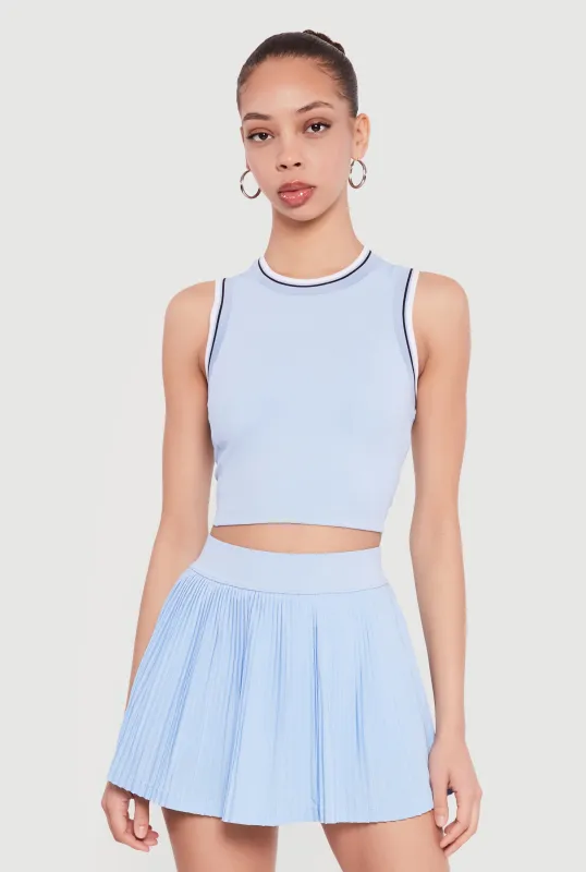 Contrast Trim Cropped Racerback Tank Top sold by Rainbow