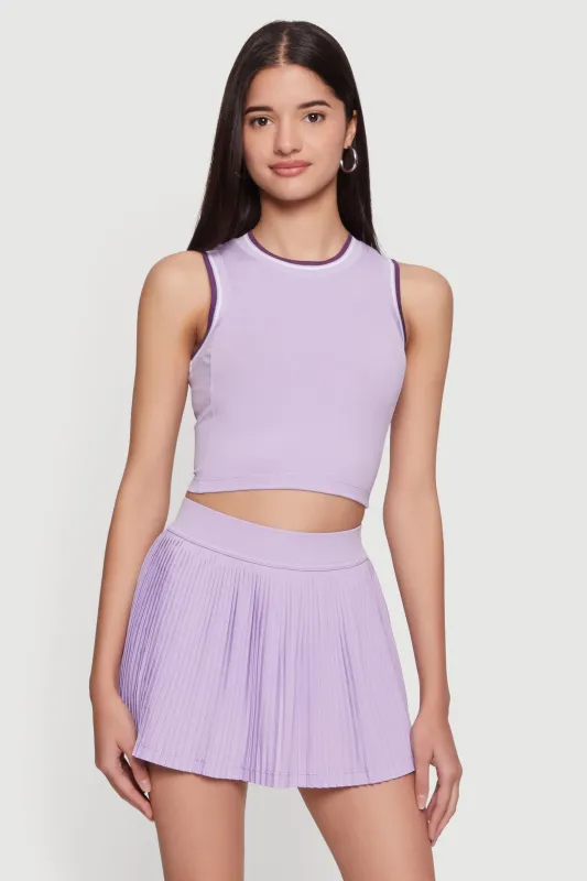 Contrast Trim Cropped Racerback Tank Top made by Rainbow