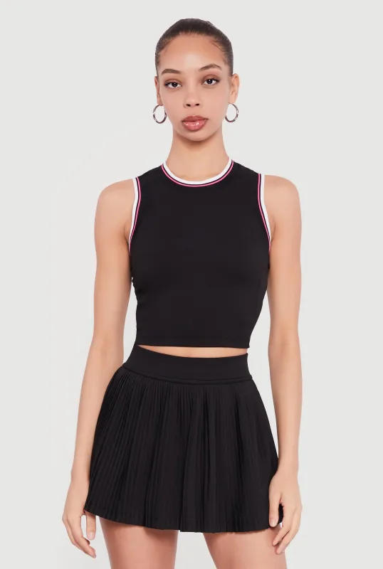 Contrast Trim Cropped Racerback Tank Top sold by Rainbow