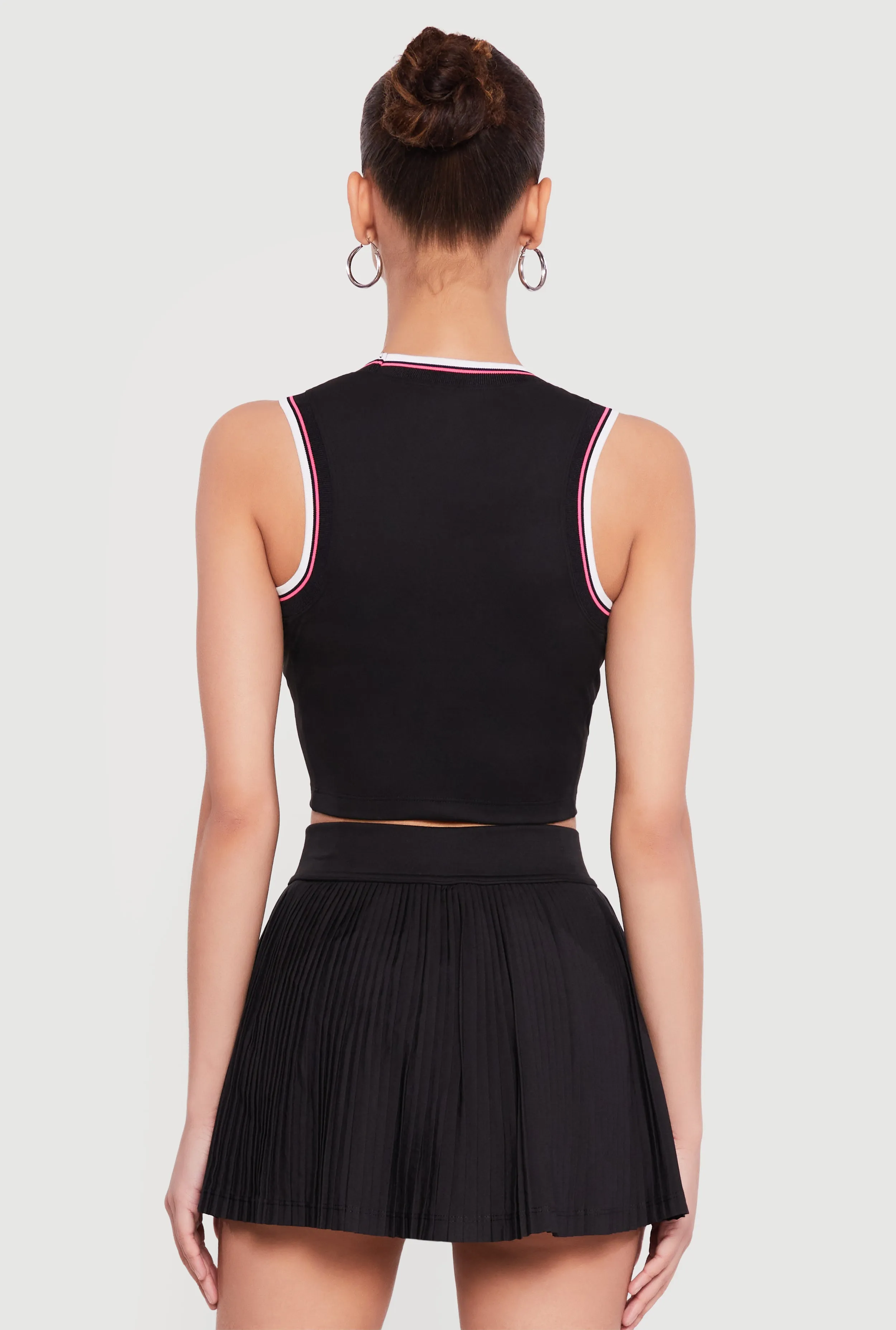 Contrast Trim Cropped Racerback Tank Top sold by Rainbow product image thumbnail 5