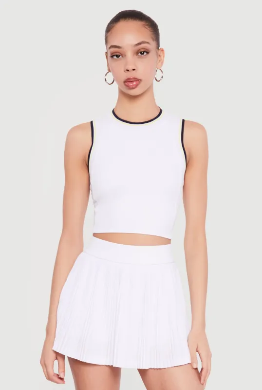 Contrast Trim Cropped Racerback Tank Top sold by Rainbow