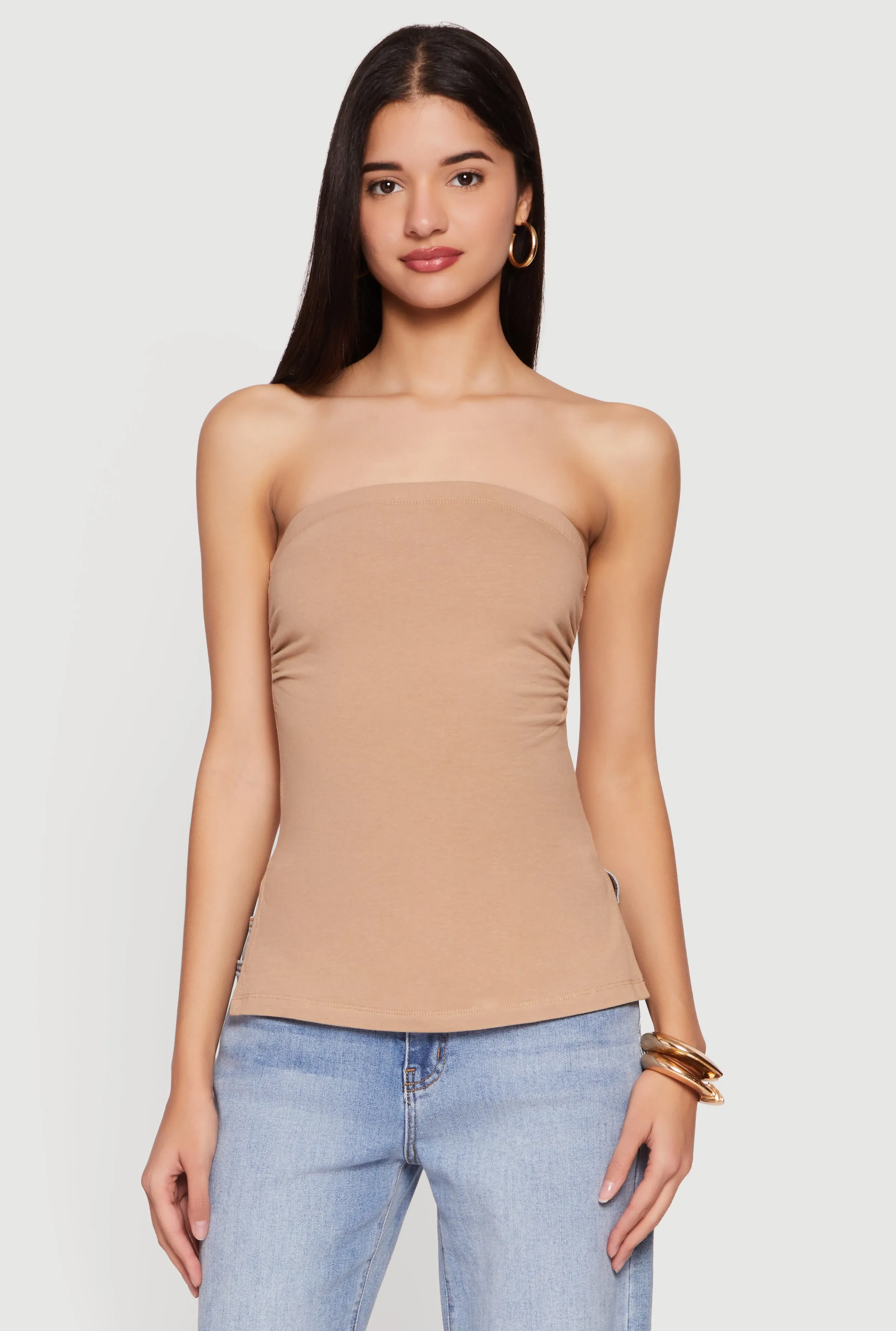 Ruched Side Tube Top with Side Slits sold by Rainbow product image thumbnail 2