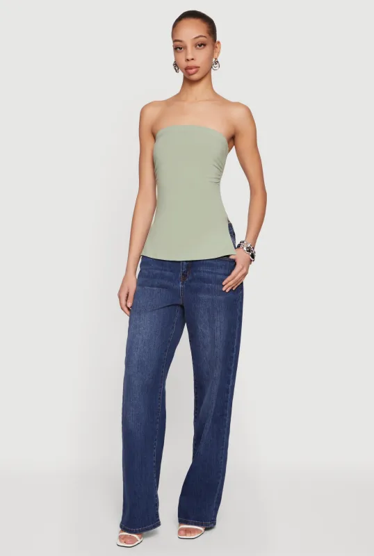 Ruched Side Tube Top with Side Slits sold by Rainbow