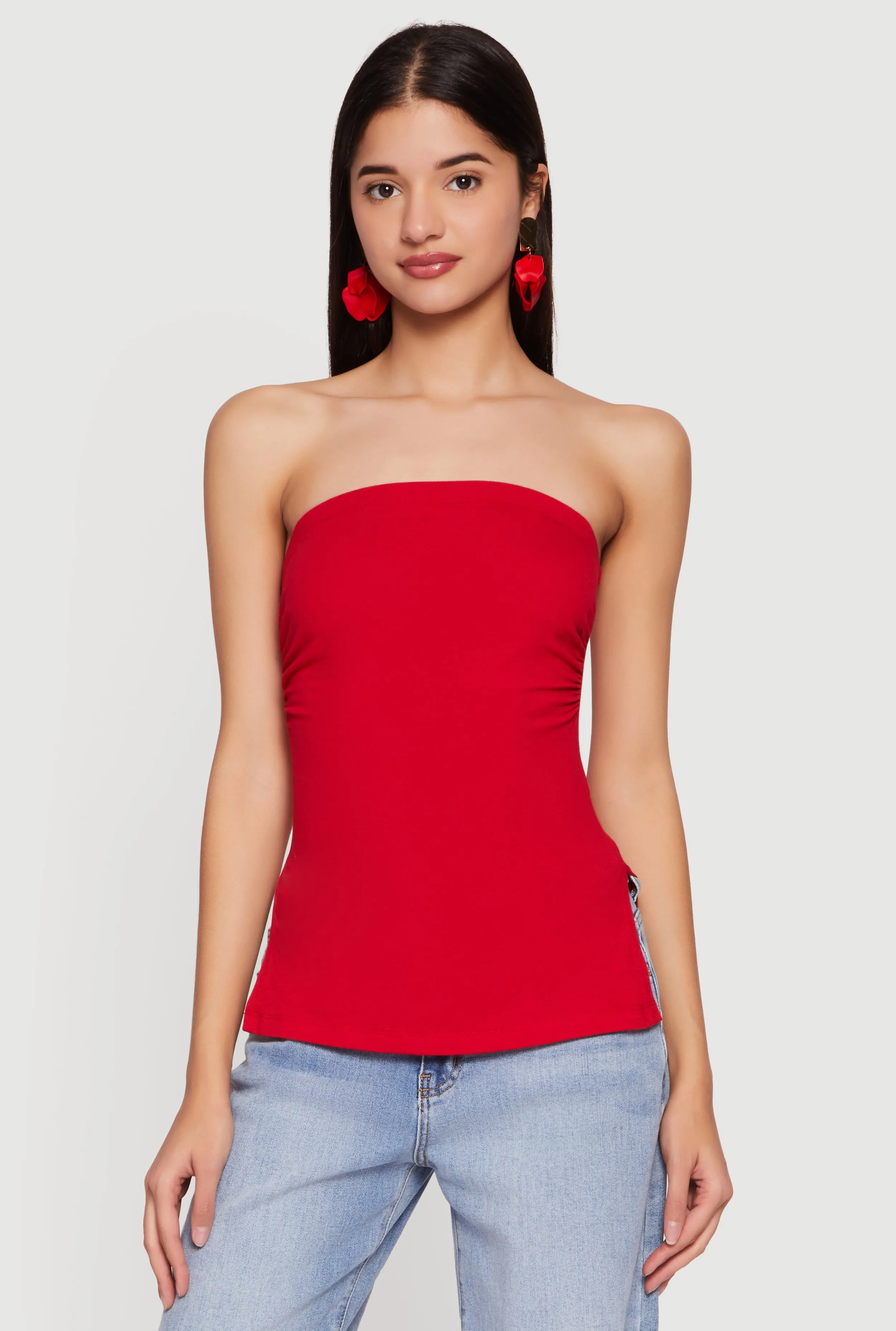 Ruched Side Tube Top with Side Slits sold by Rainbow product image thumbnail 2