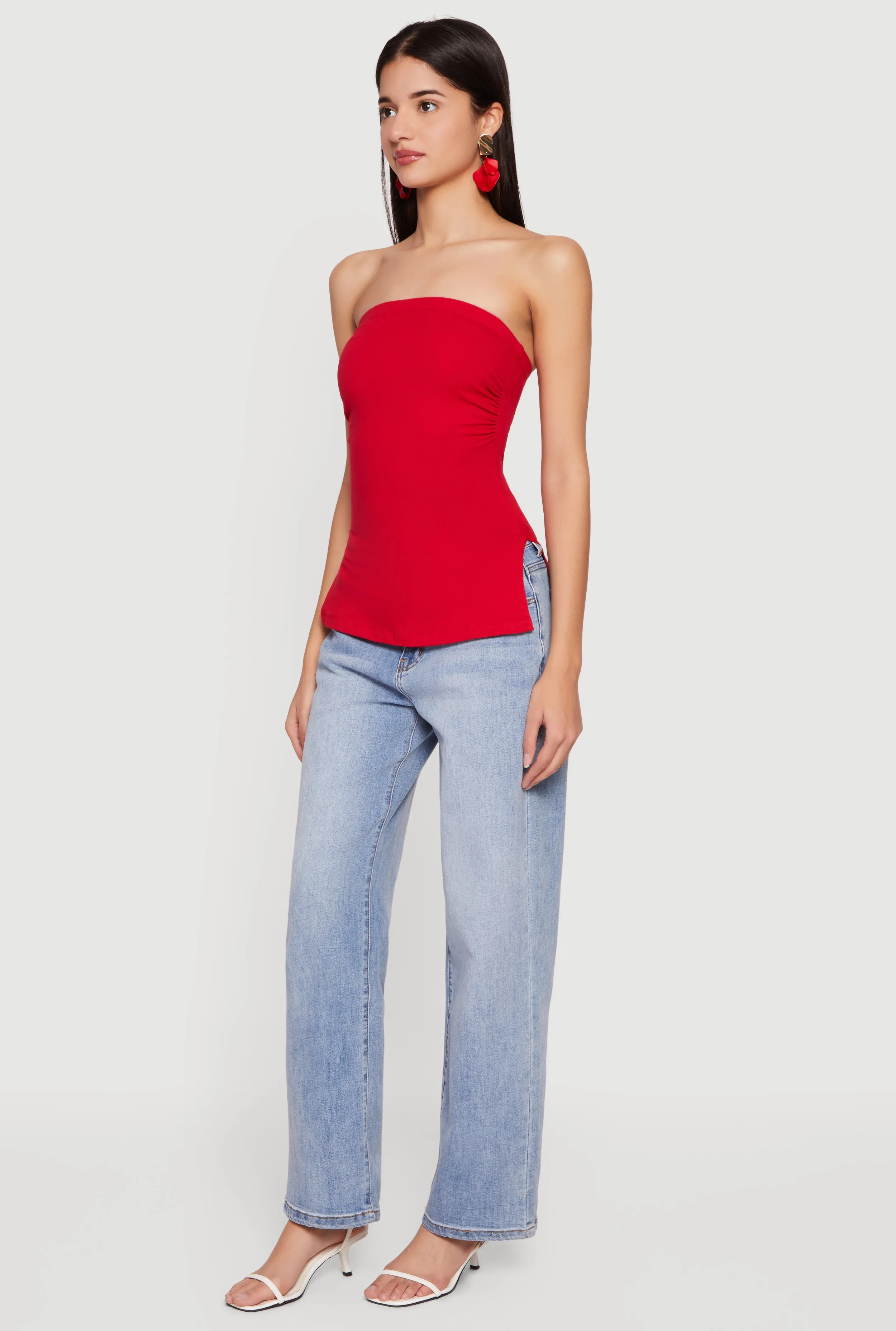 Ruched Side Tube Top with Side Slits sold by Rainbow product image thumbnail 3