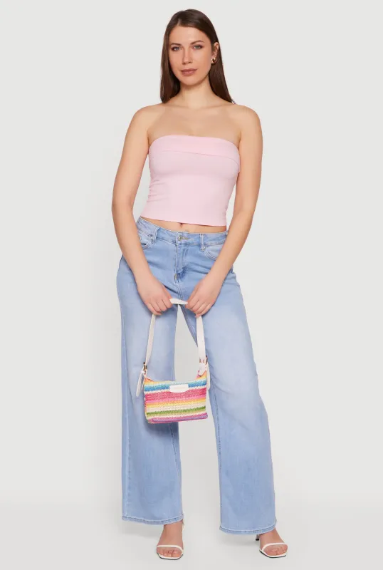 Cropped Fold Over Tube Top sold by Rainbow