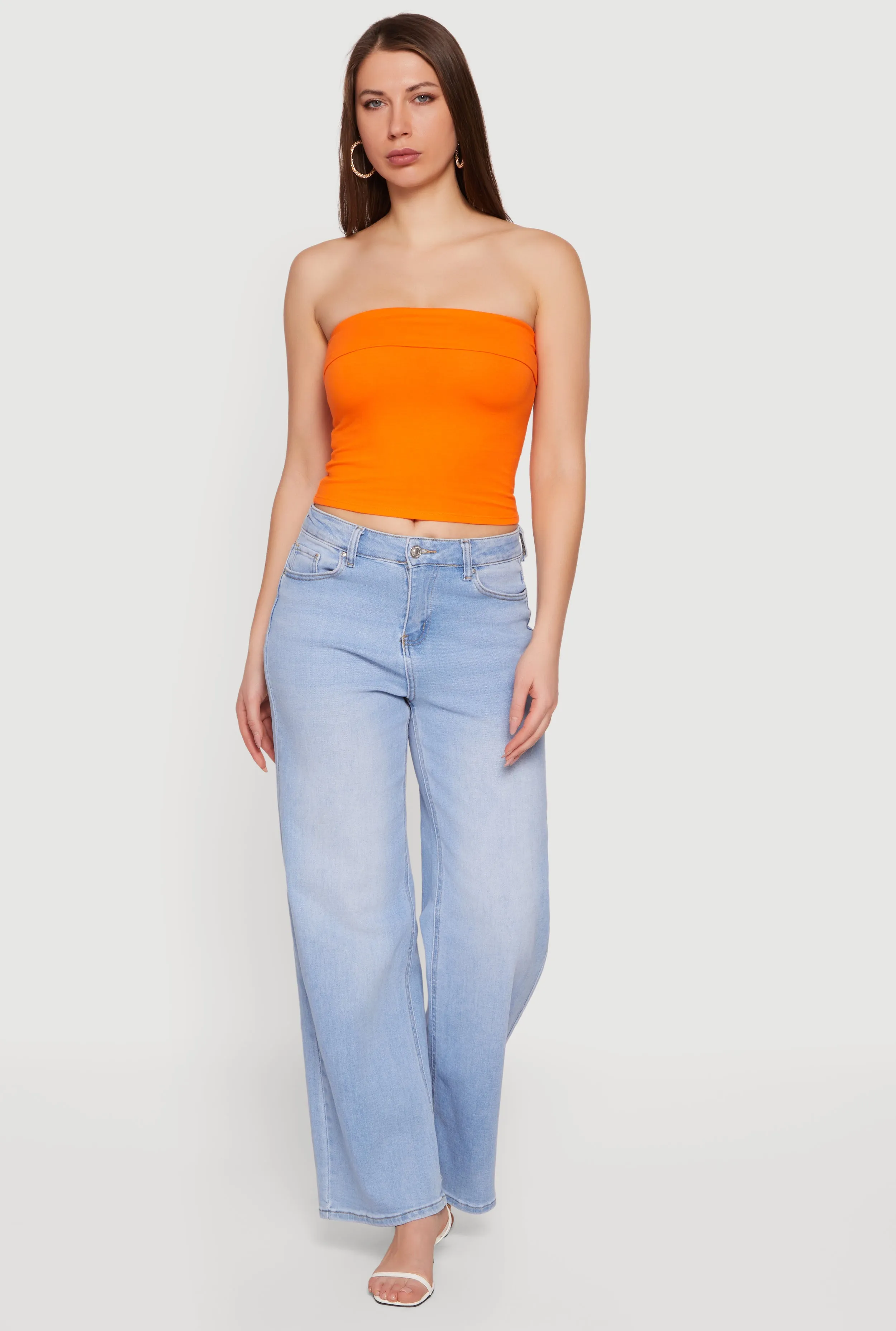 Cropped Fold Over Tube Top sold by Rainbow
