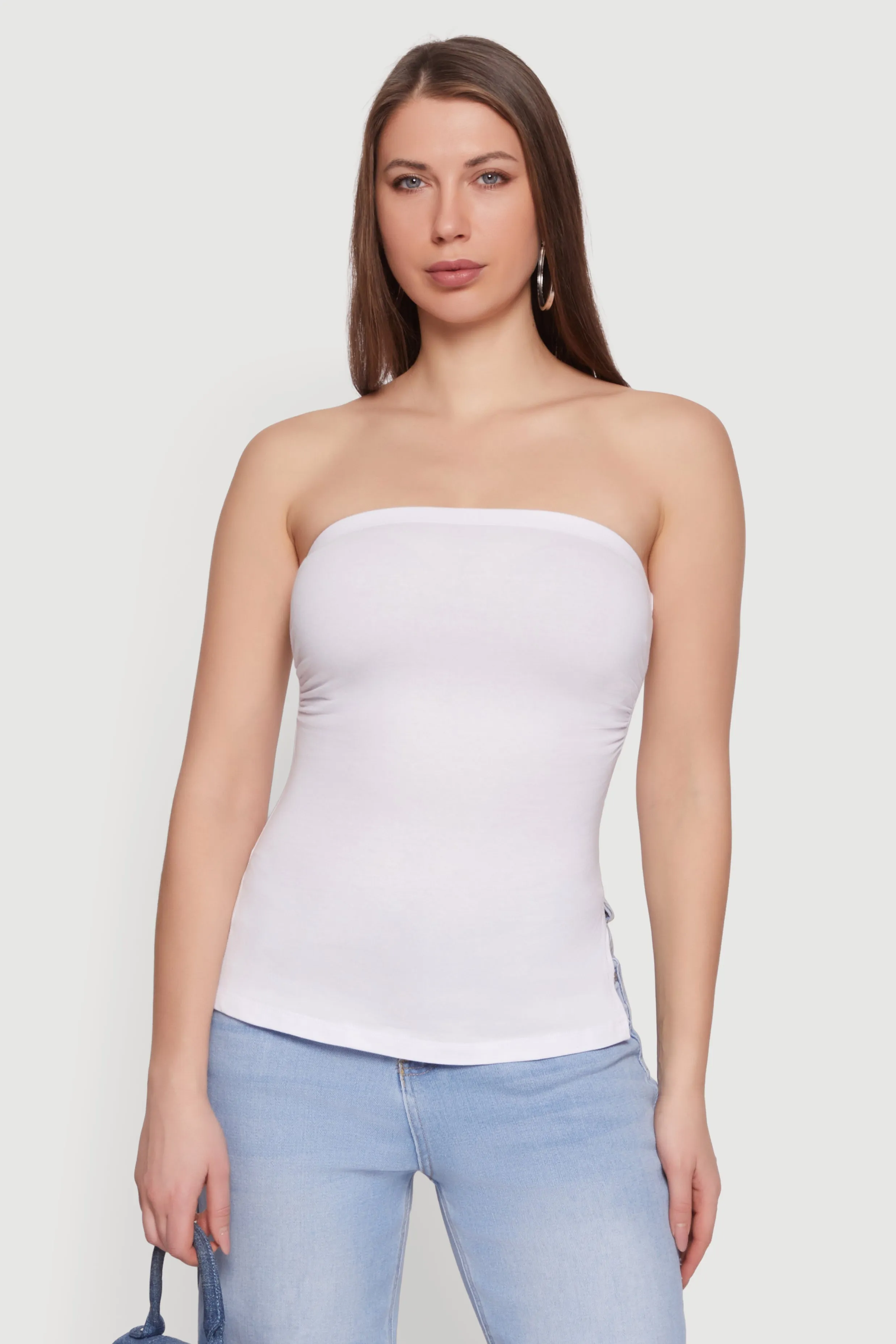 Ruched Side Tube Top with Side Slits sold by Rainbow product image thumbnail 2