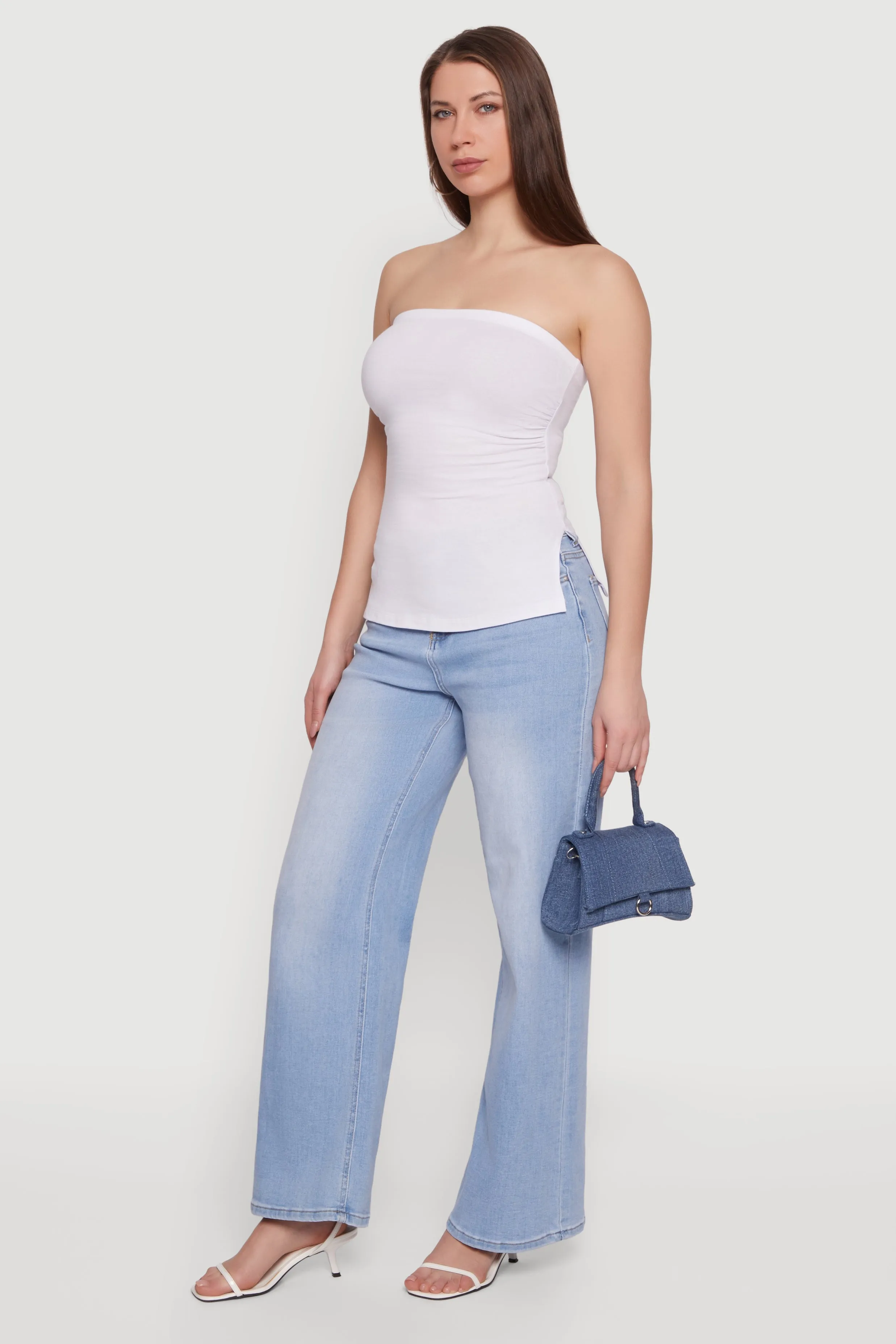 Ruched Side Tube Top with Side Slits sold by Rainbow product image thumbnail 3