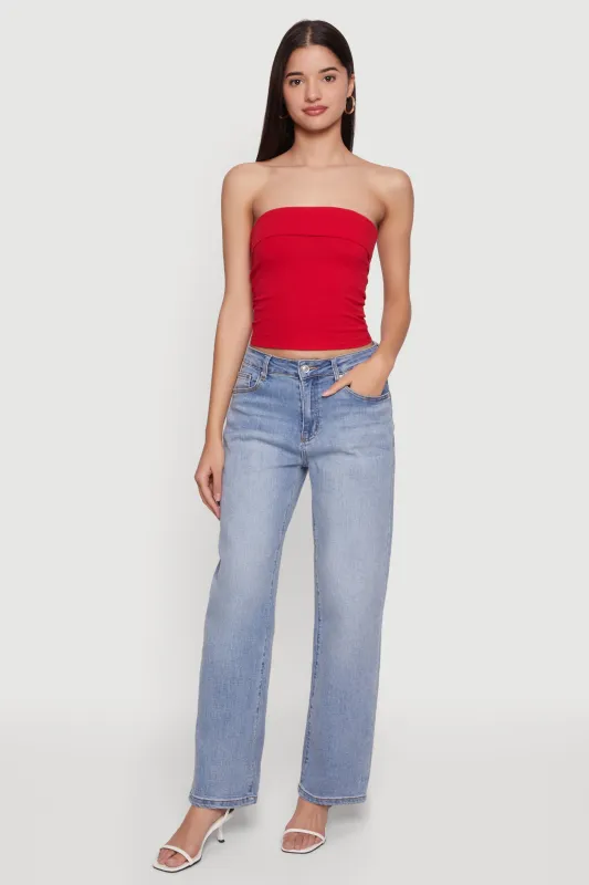 Cropped Fold Over Tube Top sold by Rainbow