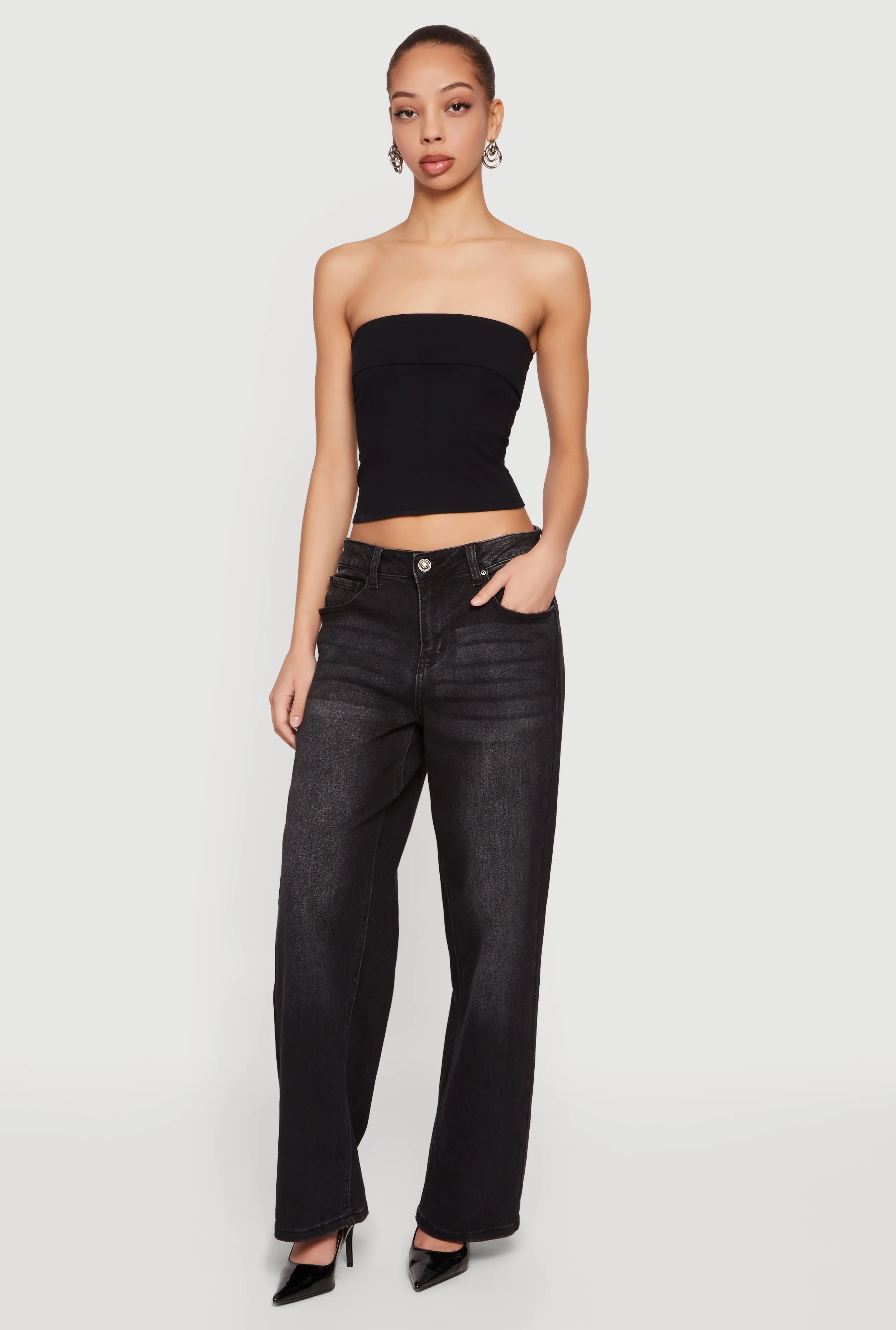 Cropped Fold Over Tube Top sold by Rainbow