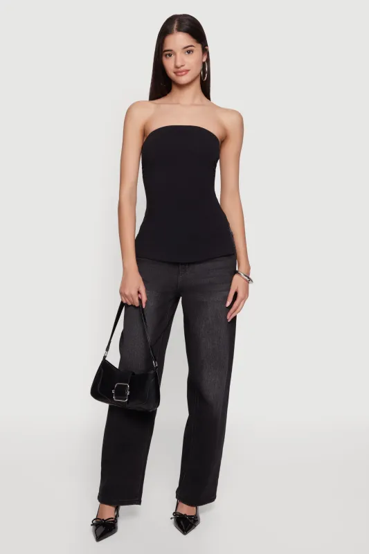 Ruched Side Tube Top with Side Slits sold by Rainbow