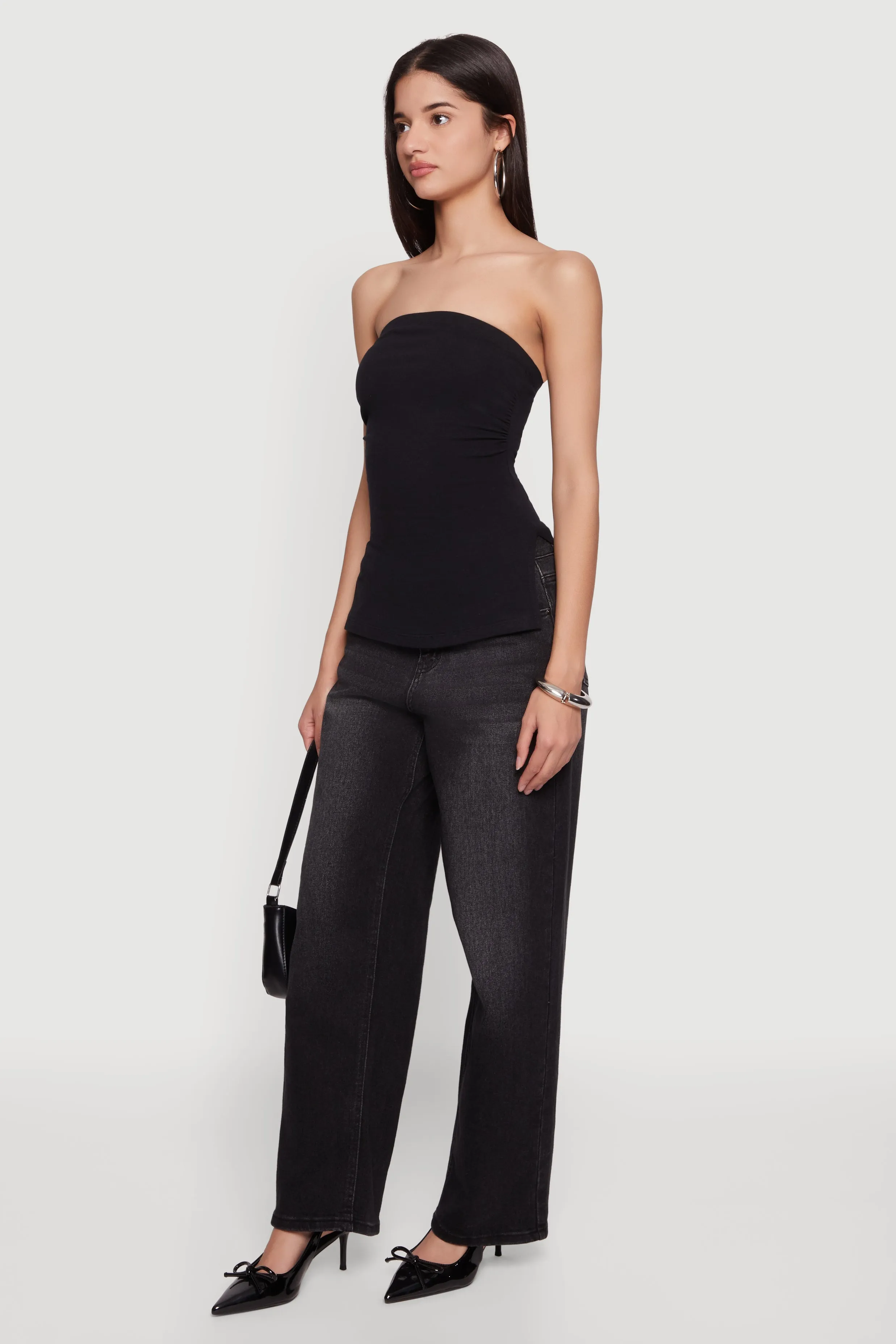 Ruched Side Tube Top with Side Slits sold by Rainbow product image thumbnail 3