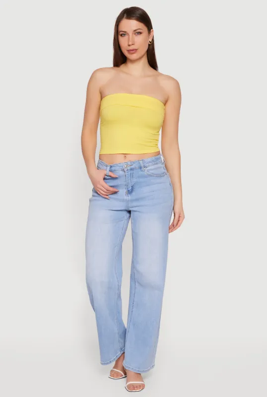 Cropped Fold Over Tube Top sold by Rainbow