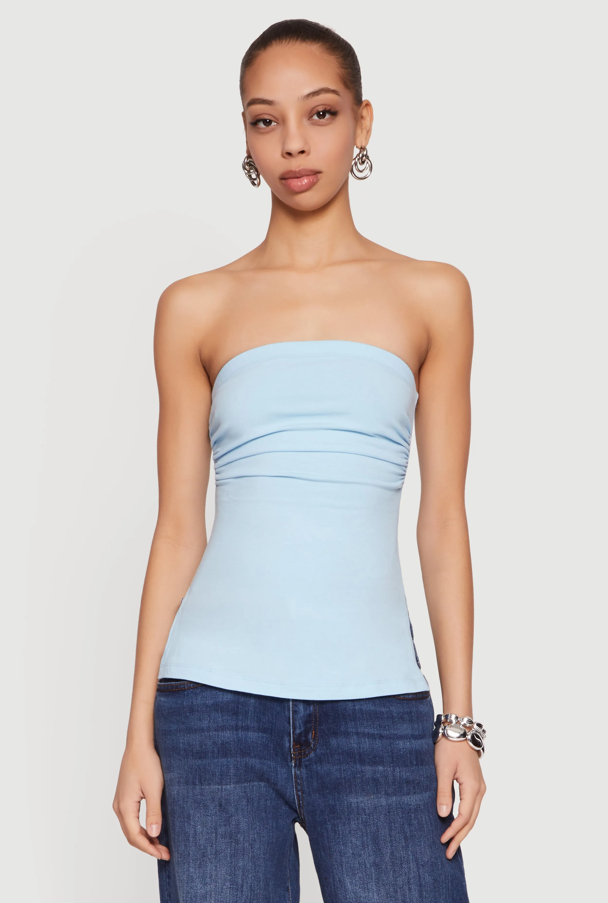 Ruched Side Tube Top with Side Slits sold by Rainbow product image thumbnail 2