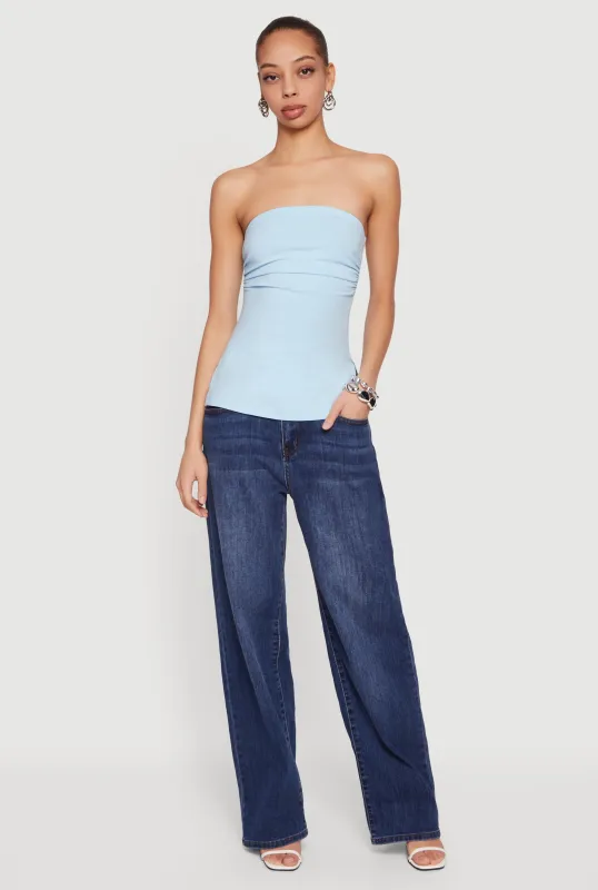 Ruched Side Tube Top with Side Slits sold by Rainbow