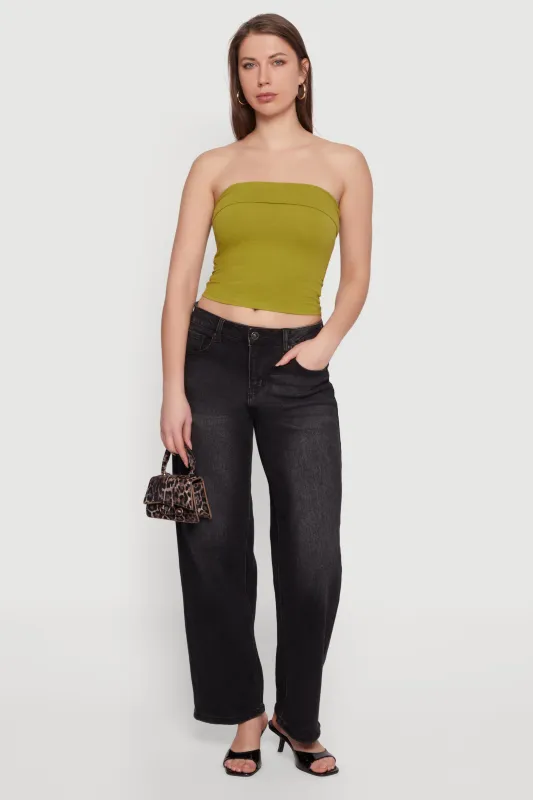 Cropped Fold Over Tube Top sold by Rainbow