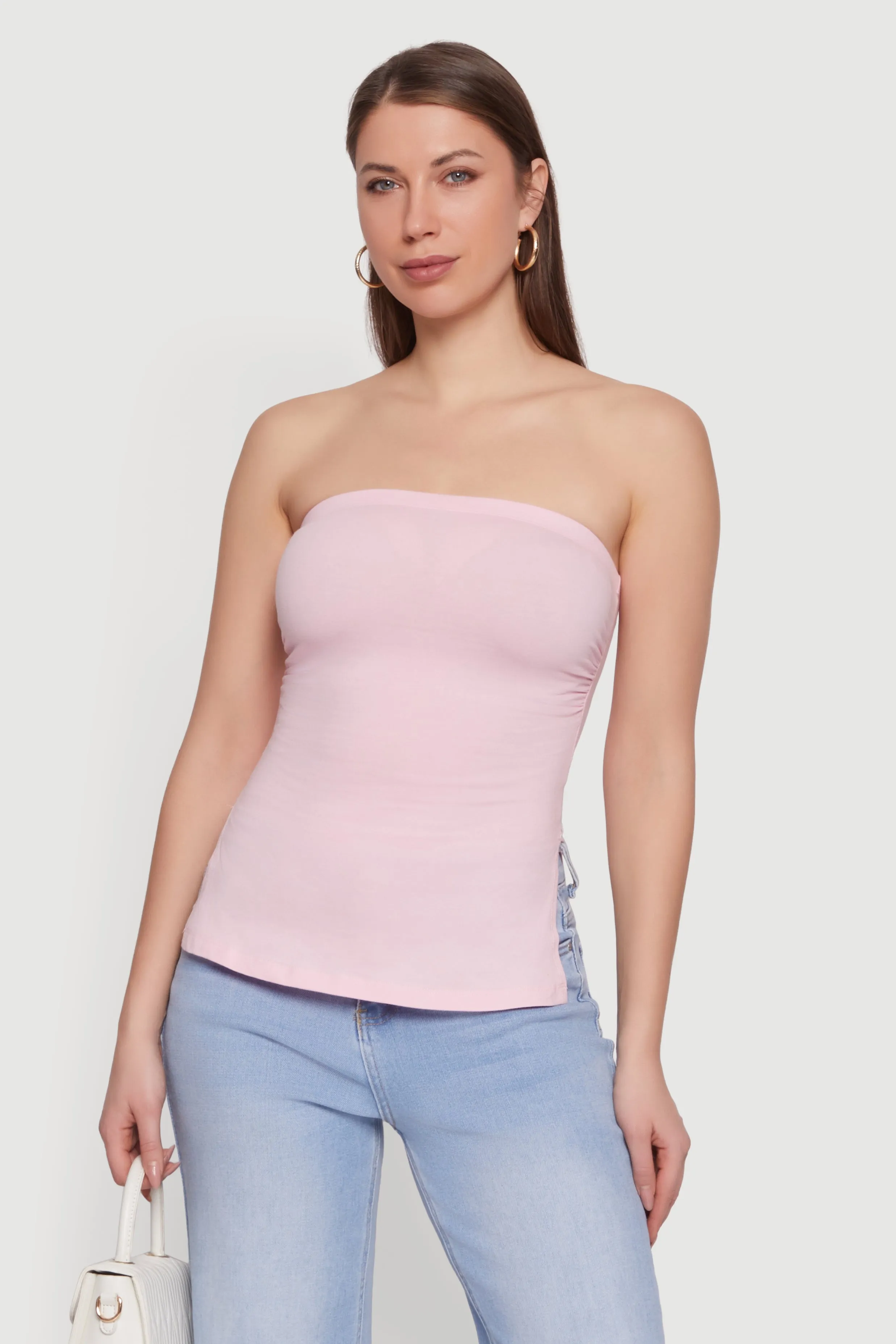 Ruched Side Tube Top with Side Slits sold by Rainbow product image thumbnail 2