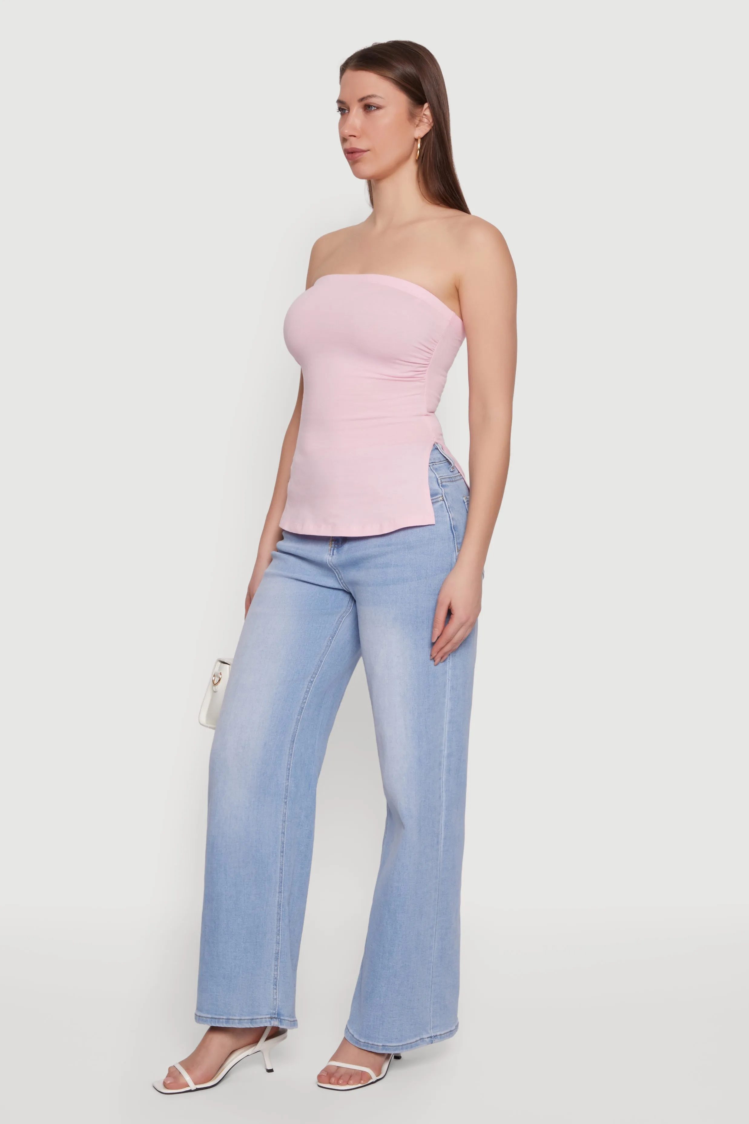 Ruched Side Tube Top with Side Slits sold by Rainbow product image thumbnail 3