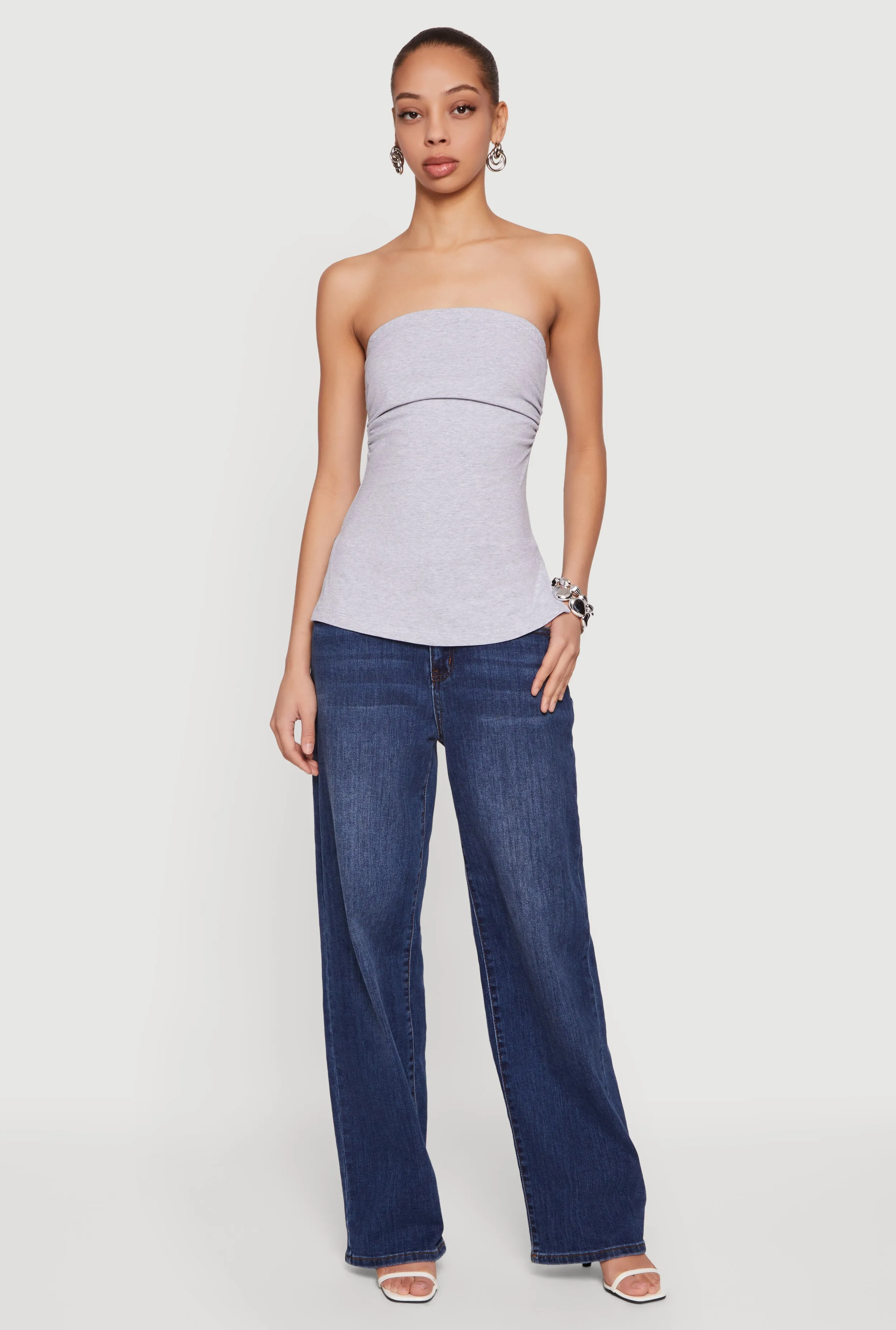 Ruched Side Tube Top with Side Slits sold by Rainbow