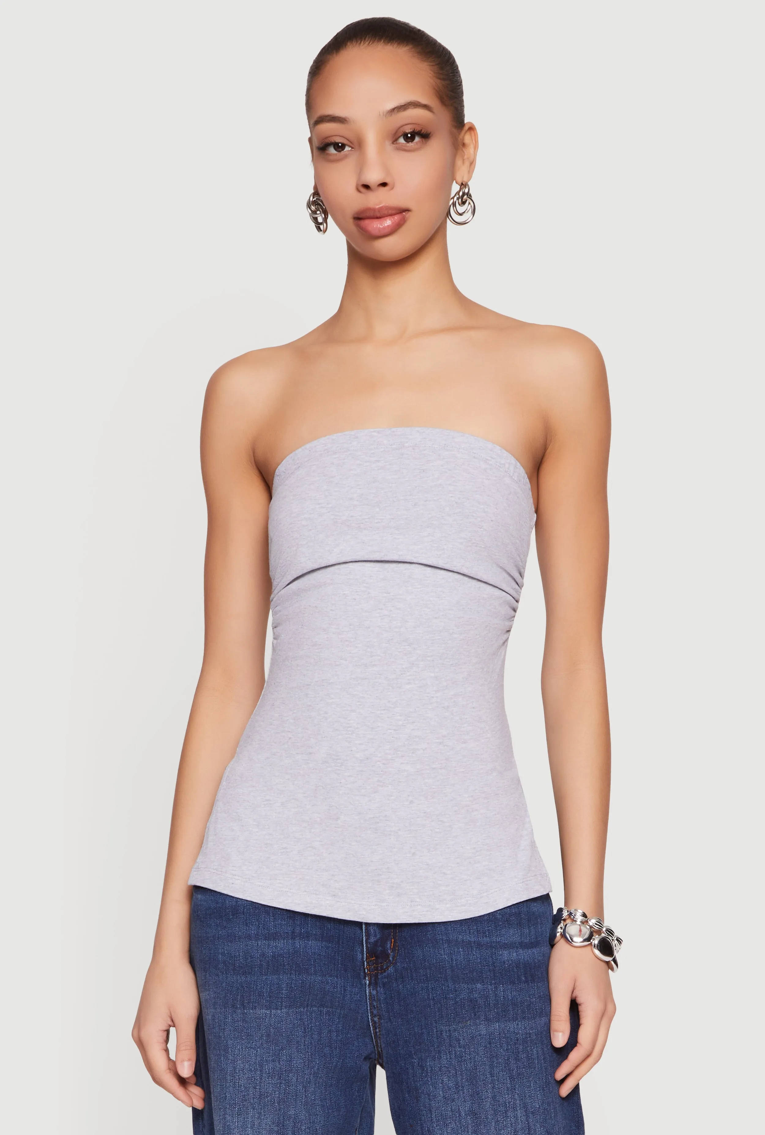 Ruched Side Tube Top with Side Slits sold by Rainbow product image thumbnail 2