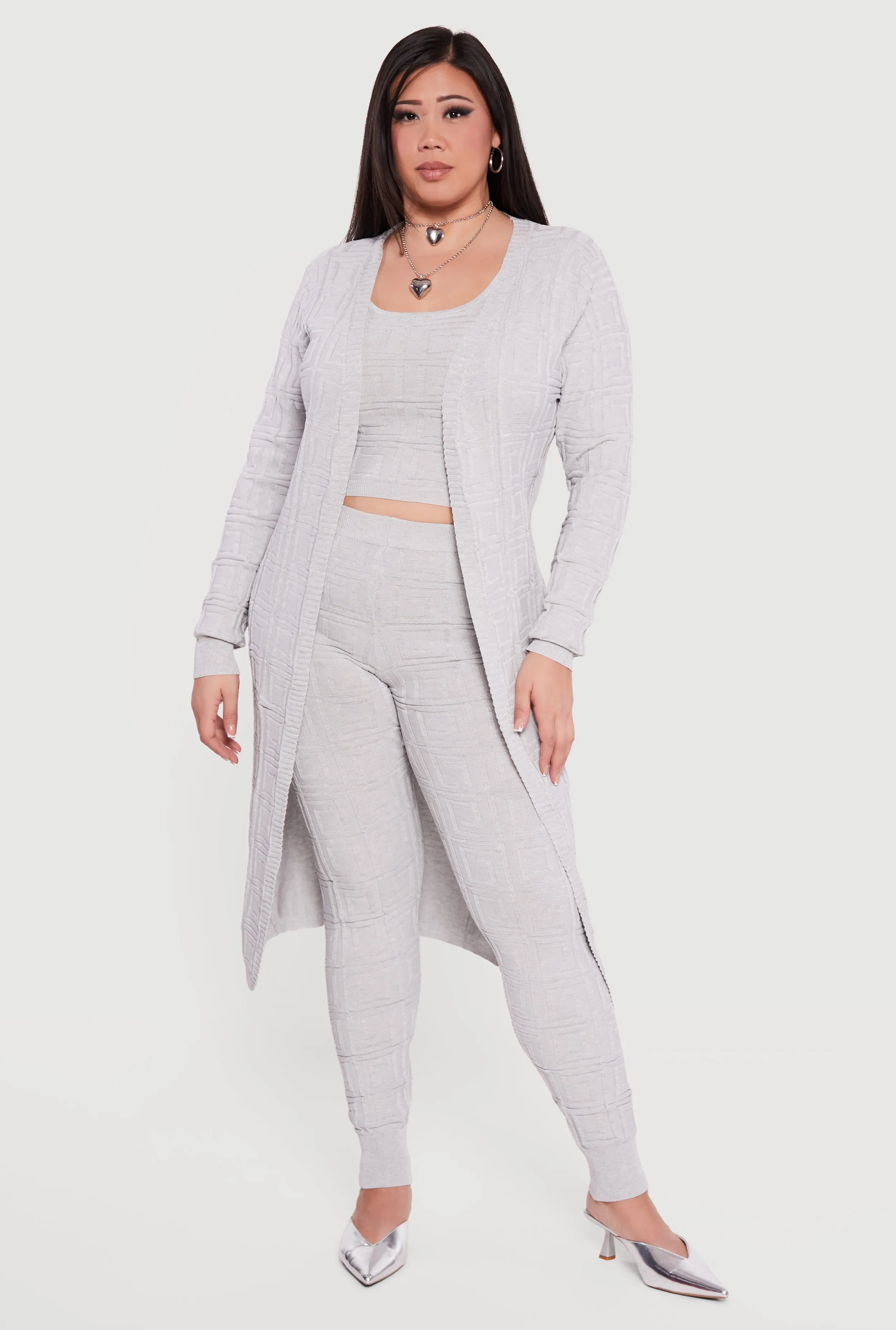 Plus Size Greek Key Long Sleeve Open Front Duster sold by Rainbow product image thumbnail 5