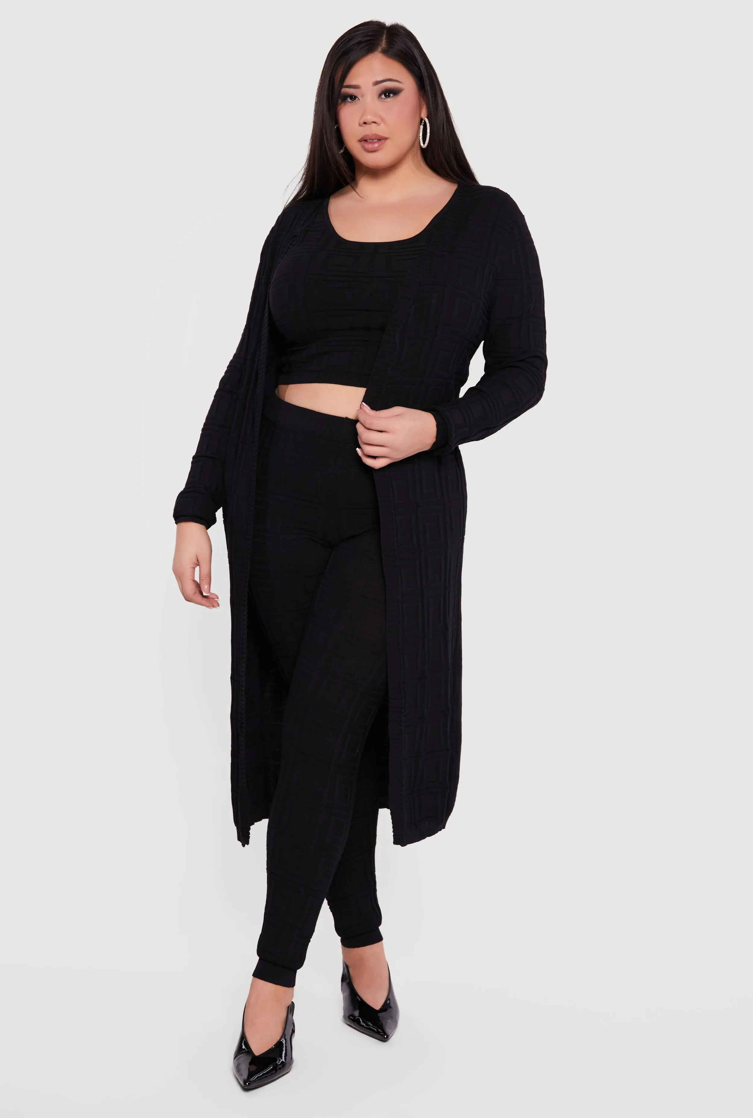 Plus Size Greek Key Long Sleeve Open Front Duster sold by Rainbow product image thumbnail 2