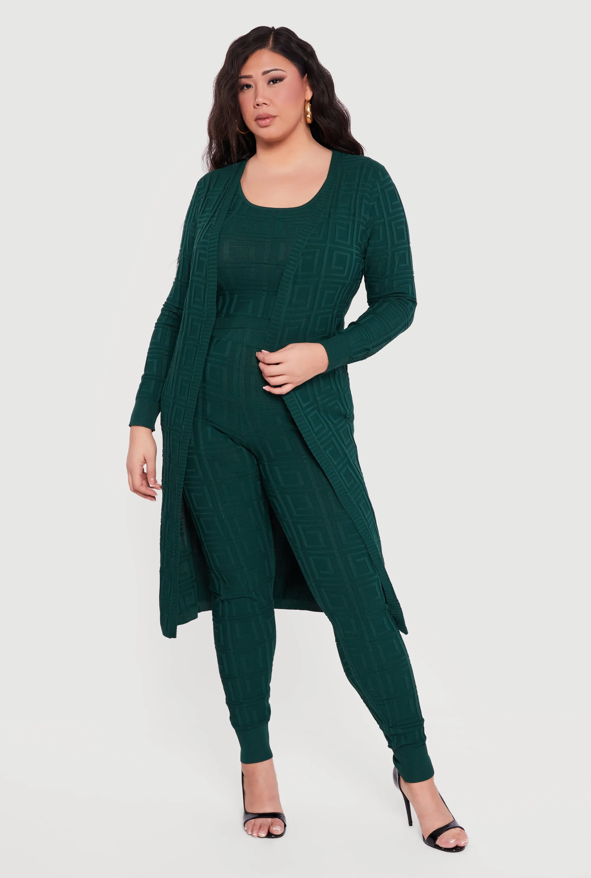 Plus Size Greek Key Long Sleeve Open Front Duster sold by Rainbow product image thumbnail 4