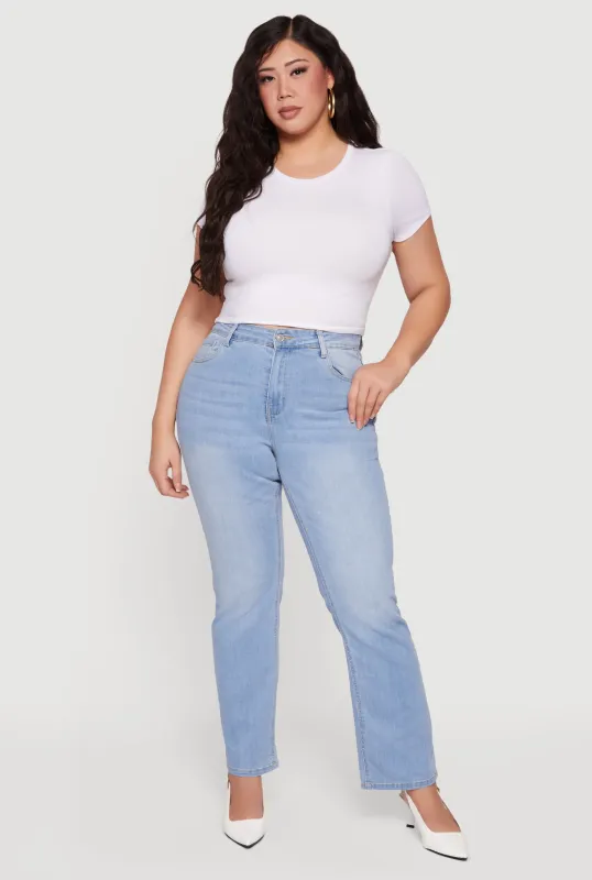 Plus Size Wax Whiskered Straight Leg Jeans sold by Rainbow