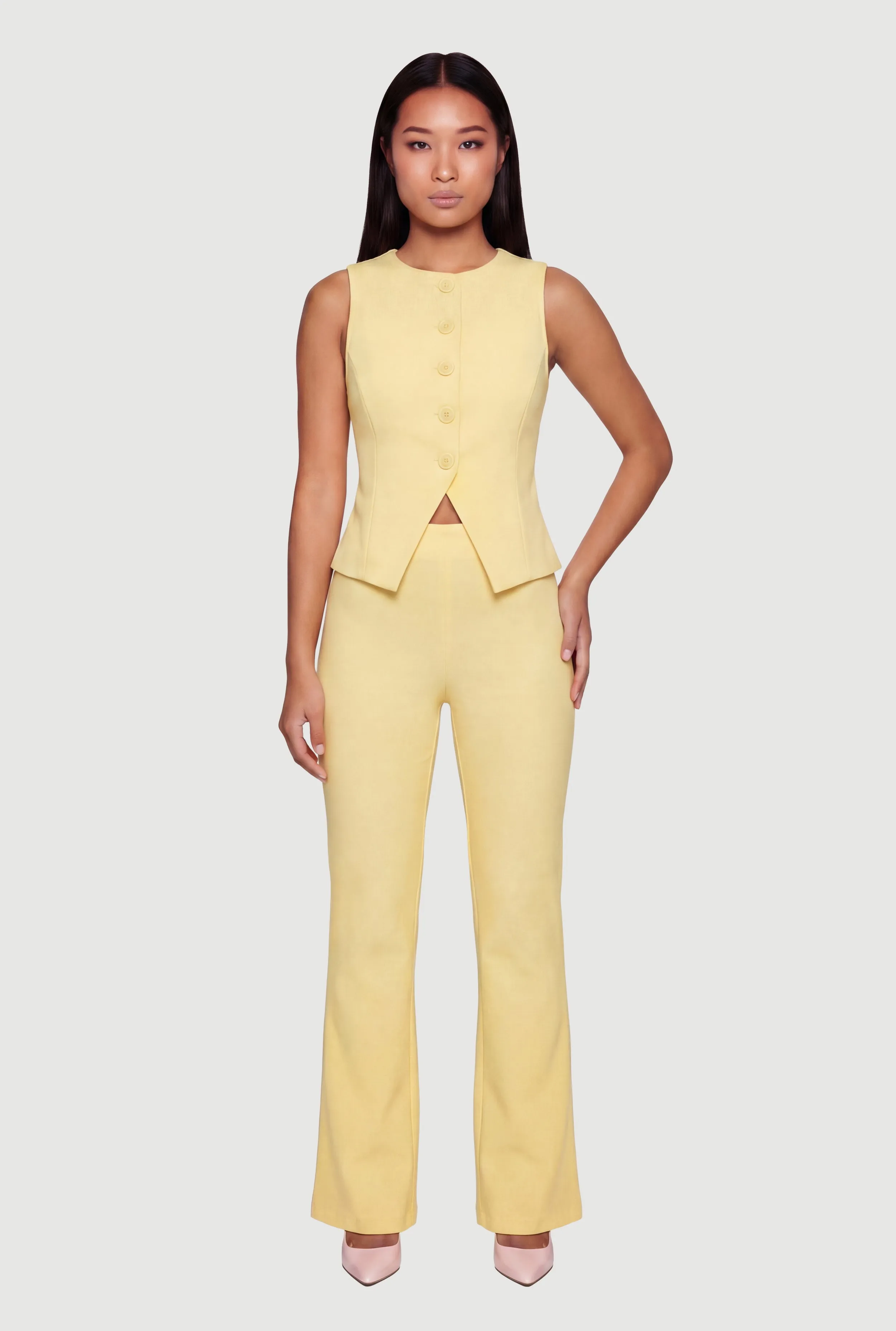 Front Slit Crepe Knit Blazer Vest sold by Rainbow product image thumbnail 2