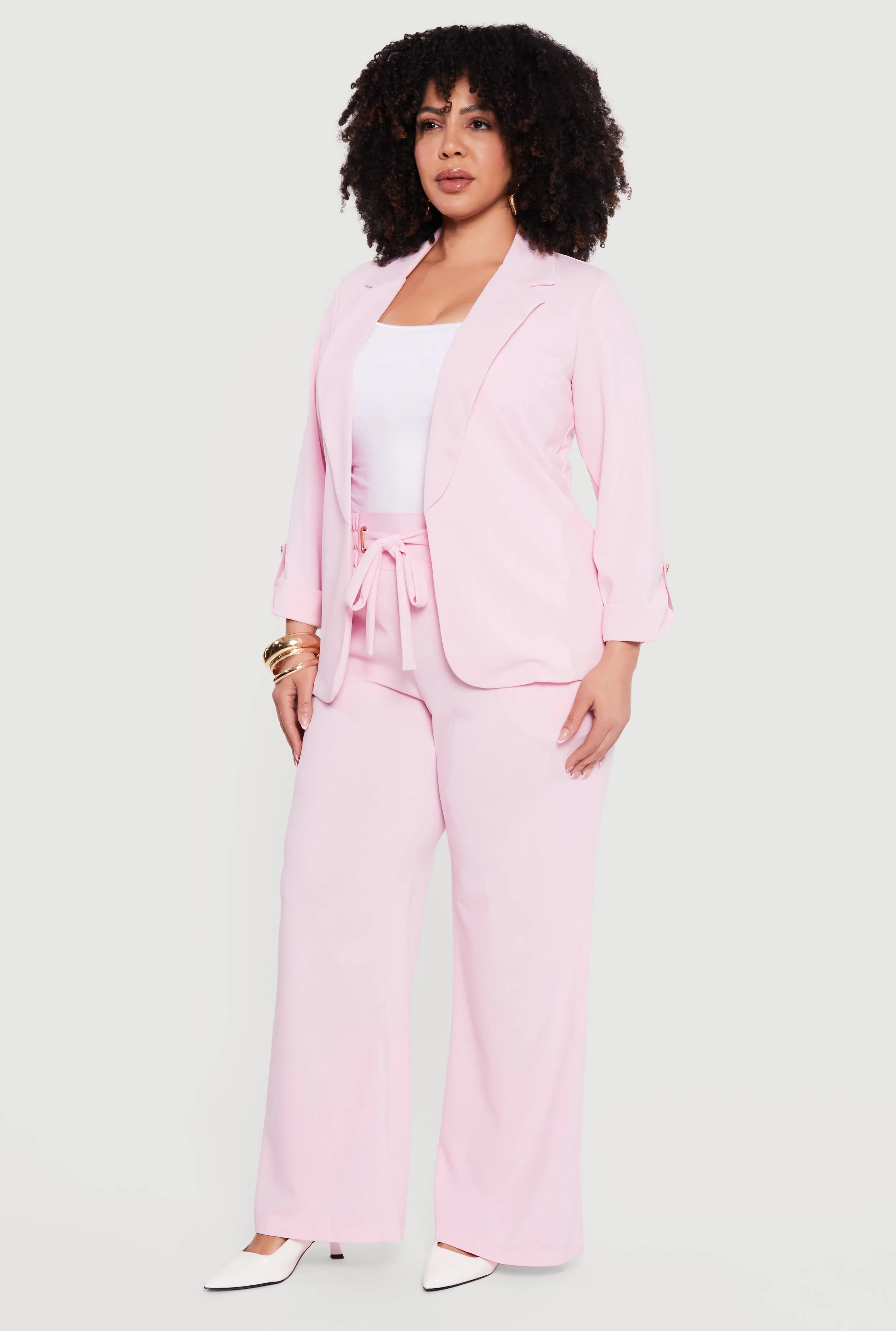 Plus Size Crepe Knit Tie Waist Detail Wide Leg Pants sold by Rainbow product image thumbnail 2