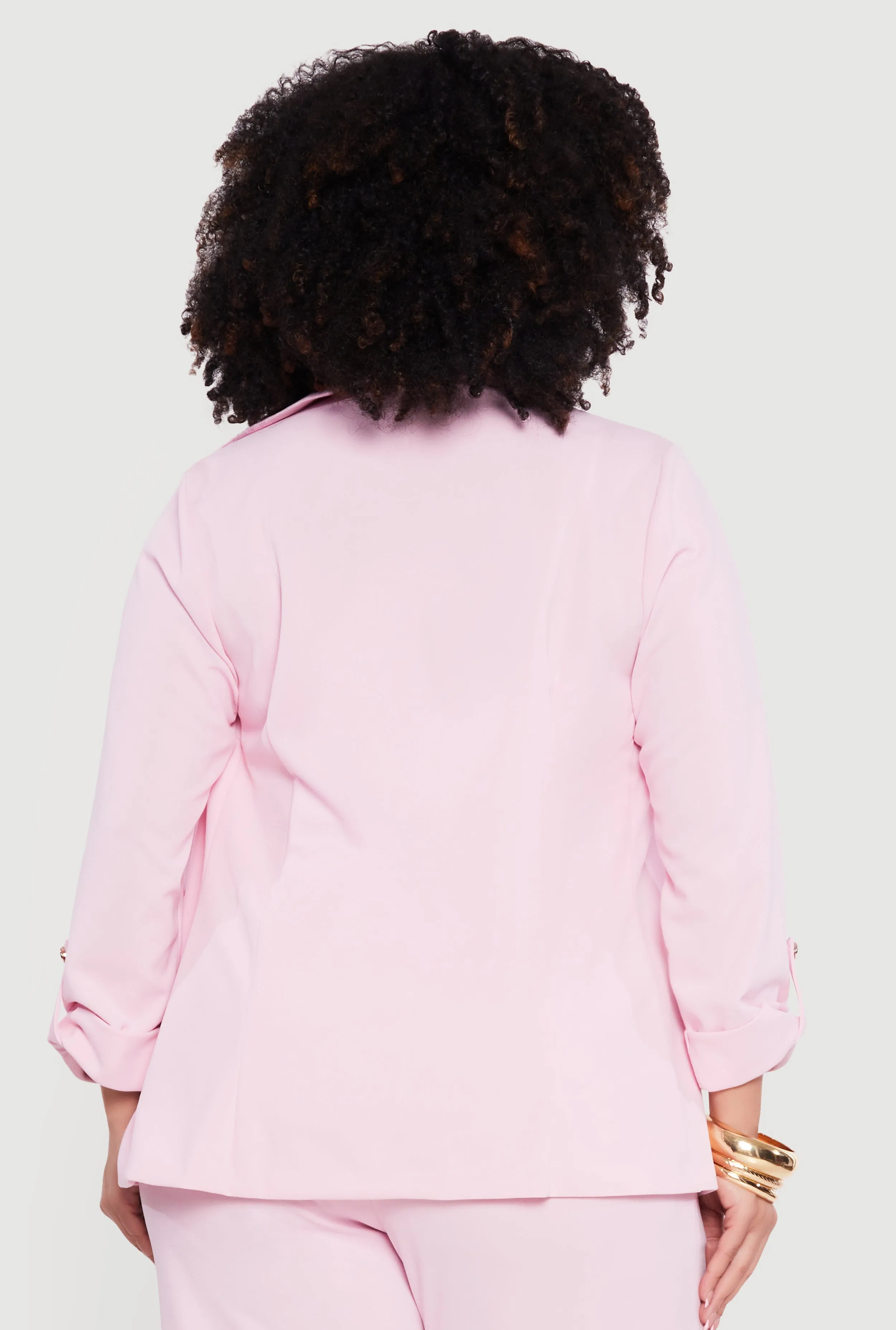 Plus Size Crepe Knit Open Front Tab Sleeve Blazer sold by Rainbow product image thumbnail 5