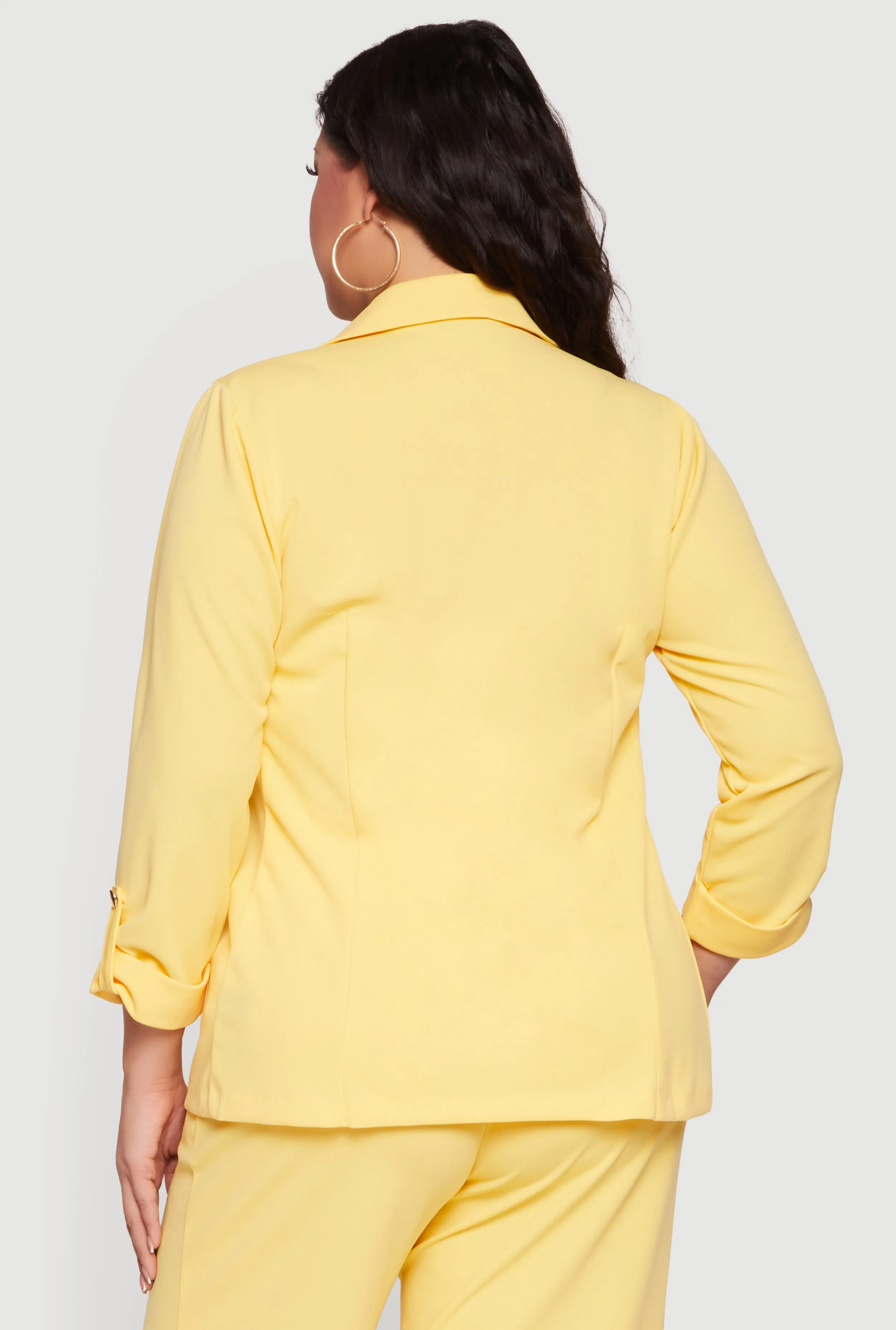 Plus Size Crepe Knit Open Front Tab Sleeve Blazer sold by Rainbow product image thumbnail 5