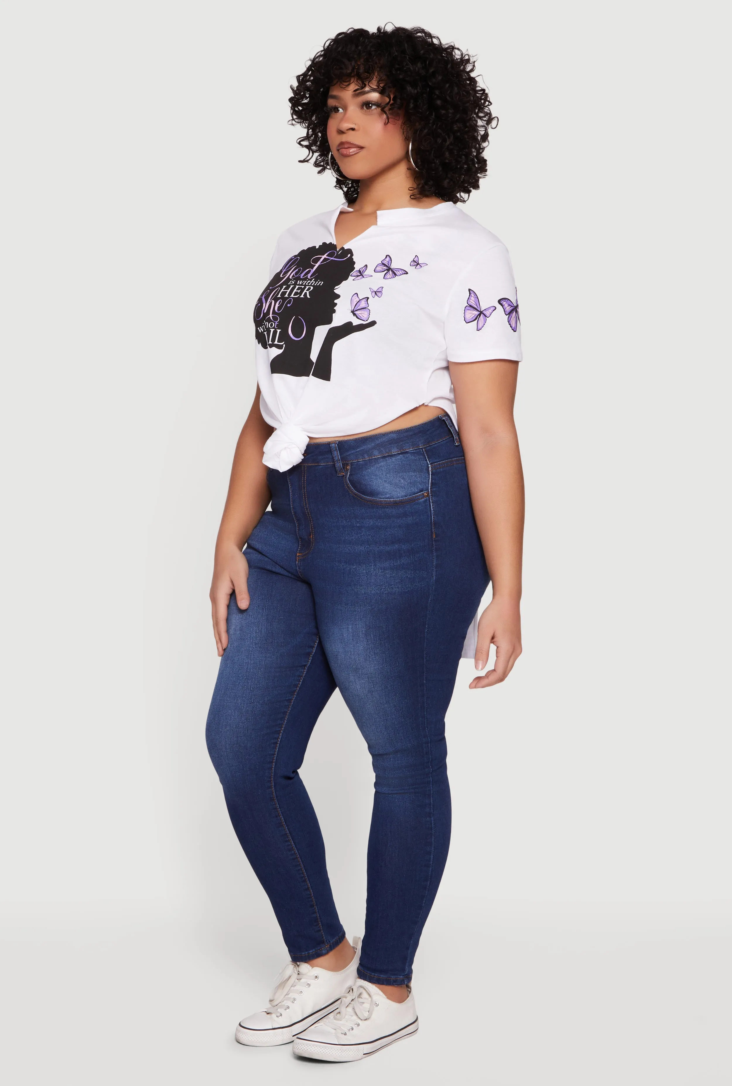 Plus Size God Is Within Her She Will Not Fail Knot Front Tee sold by Rainbow product image thumbnail 3