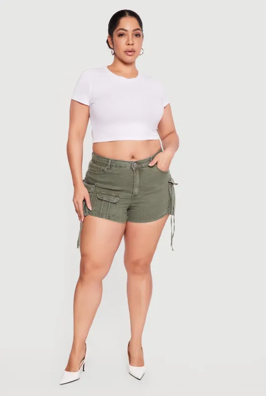 Plus Size VIP Denim Utility Shorts sold by Rainbow