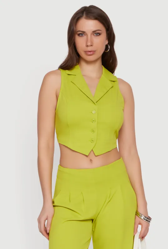 Crepe Knit Tie Back Cropped Blazer Vest sold by Rainbow