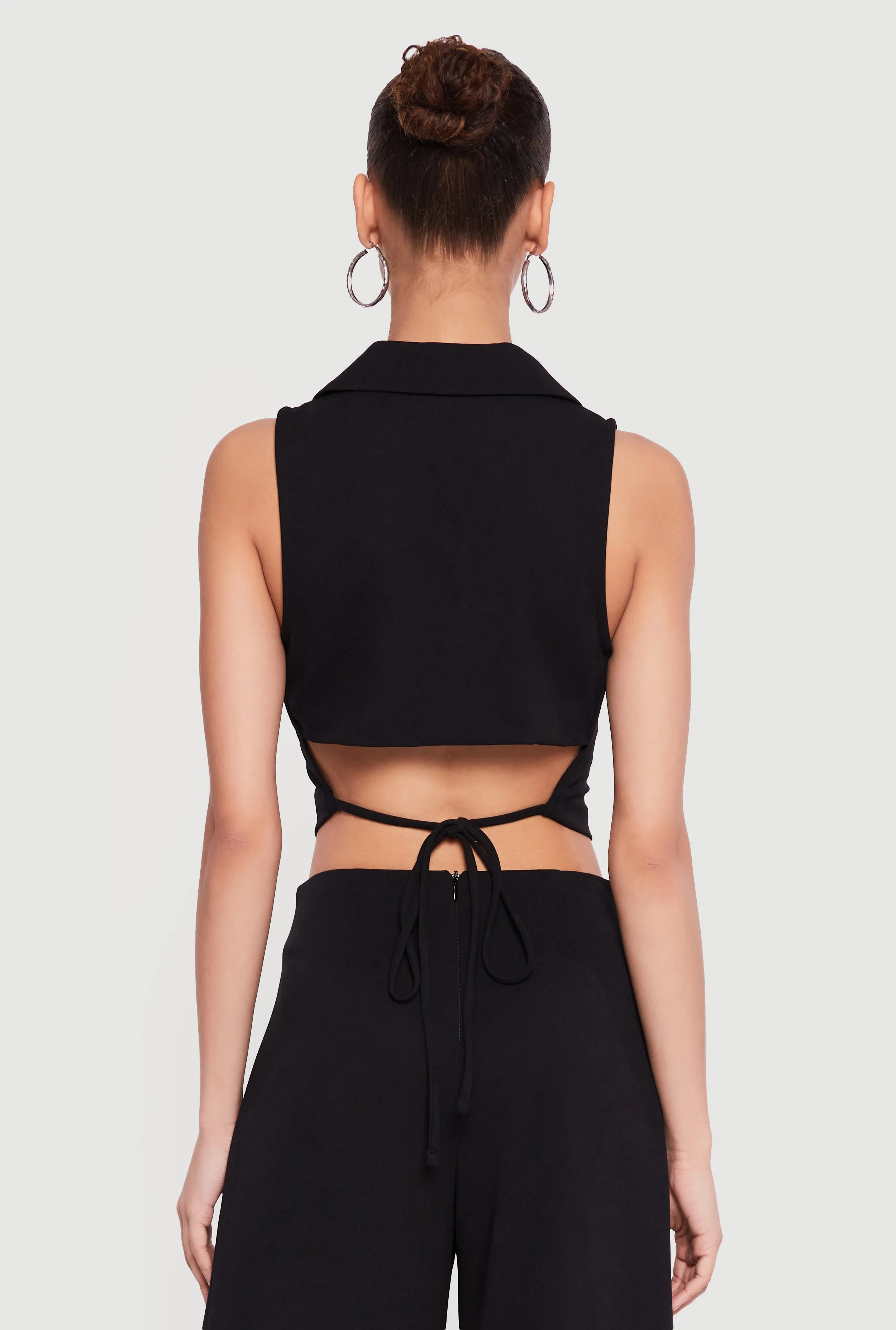 Crepe Knit Tie Back Cropped Blazer Vest sold by Rainbow product image thumbnail 5