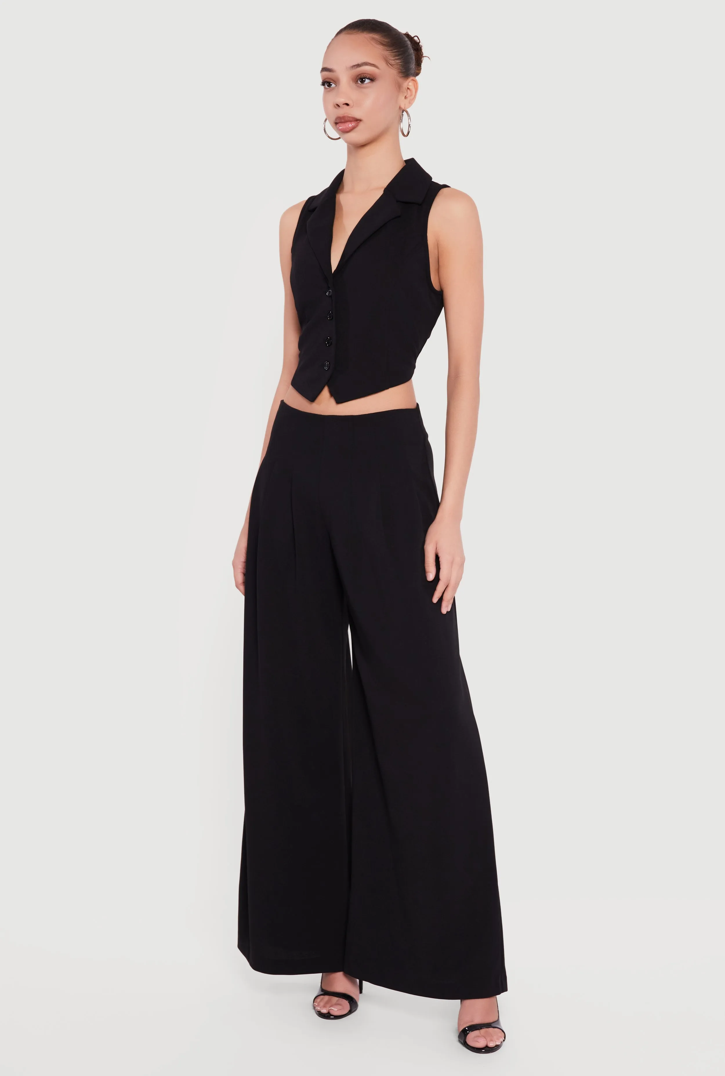 Crepe Knit Tie Back Cropped Blazer Vest sold by Rainbow product image thumbnail 3