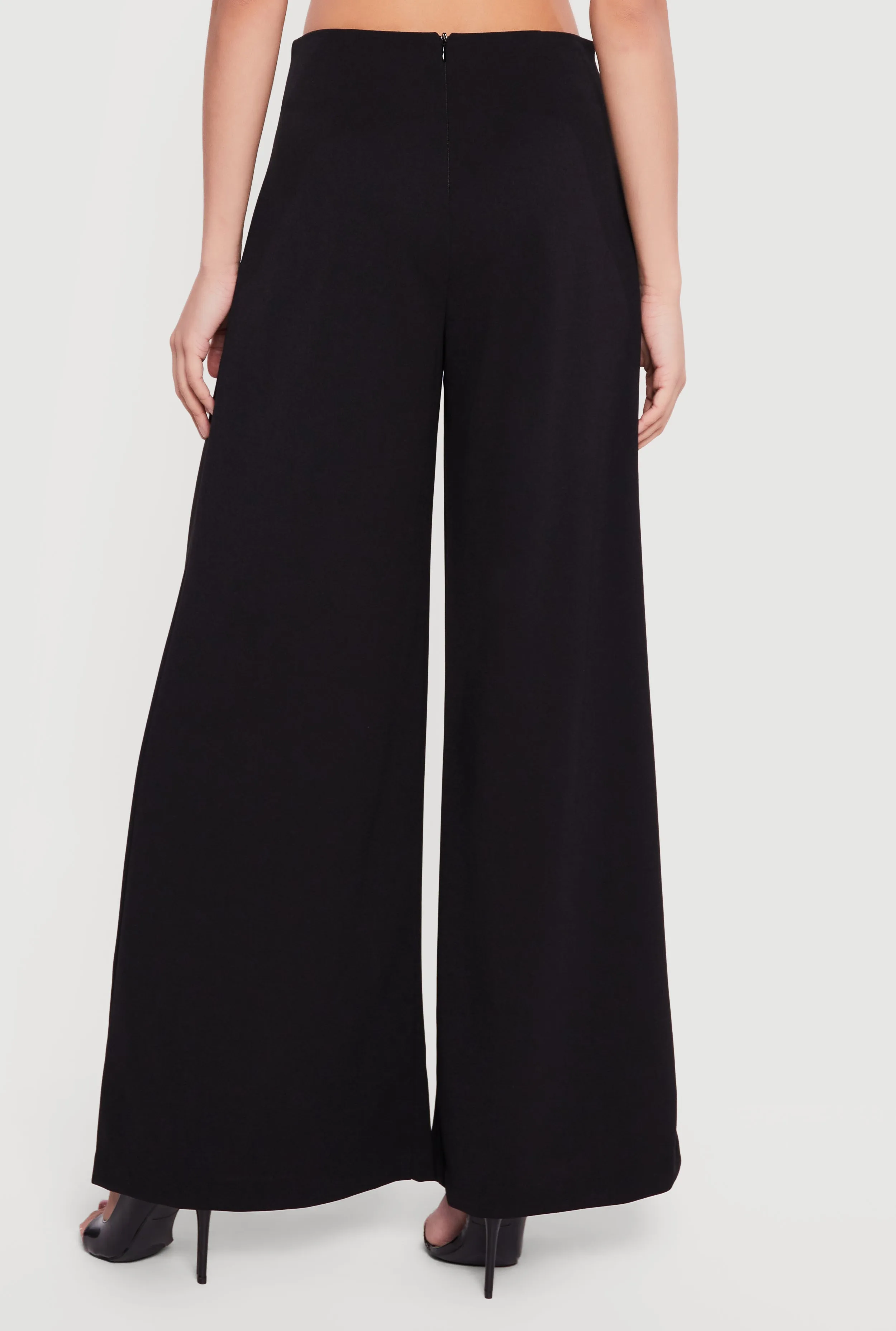 Solid Crepe Knit Pleated Wide Leg Palazzo Pants sold by Rainbow product image thumbnail 5