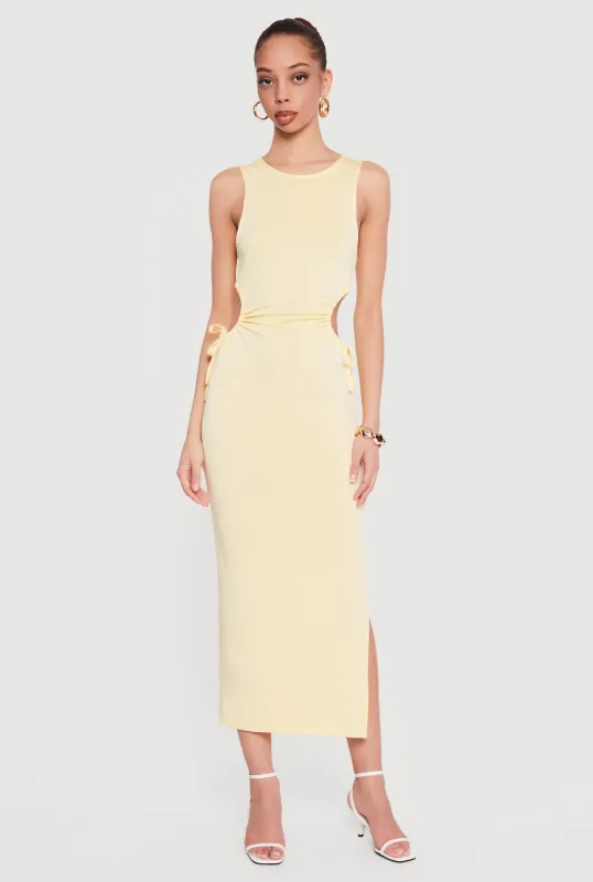 Side Tie Side Slit Tank Midi Dress sold by Rainbow