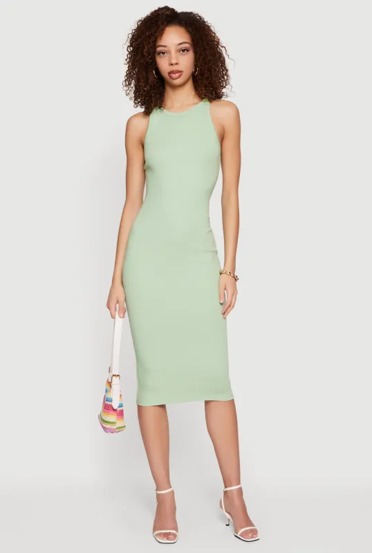 Rib Knit Racerback Tank Midi Dress sold by Rainbow