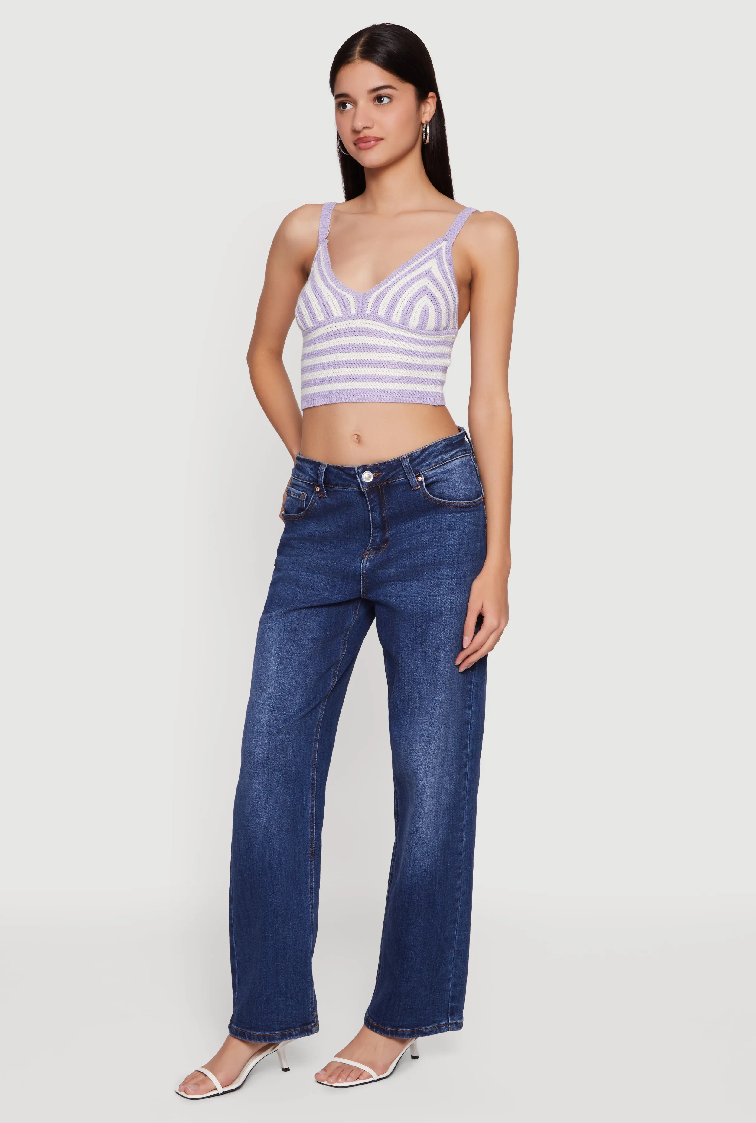 Striped Crochet Bustier Crop Top sold by Rainbow product image thumbnail 3