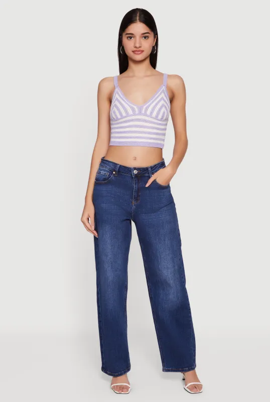 Striped Crochet Bustier Crop Top sold by Rainbow