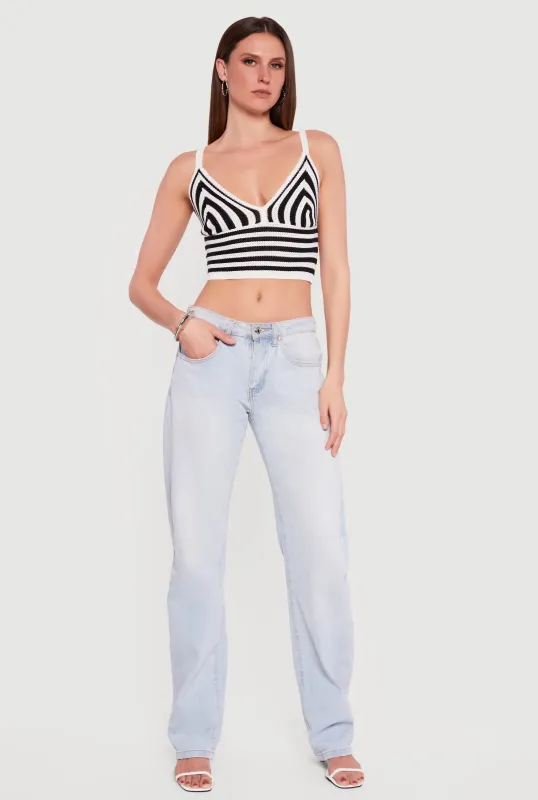 Striped Crochet Bustier Crop Top sold by Rainbow